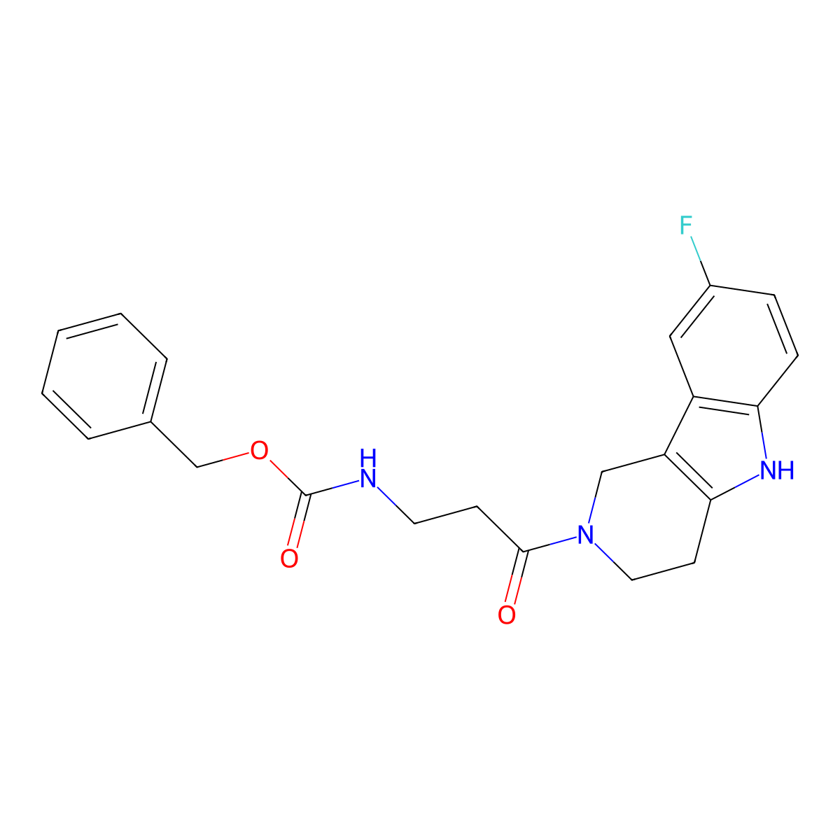benzyl [3-(8-fluoro-1,3,4,5-tetrahydro-2H-pyrido[4,3-b]indol-2-yl)-3-oxopropyl]carbamate molecular structure, CAS 1010913-75-3
