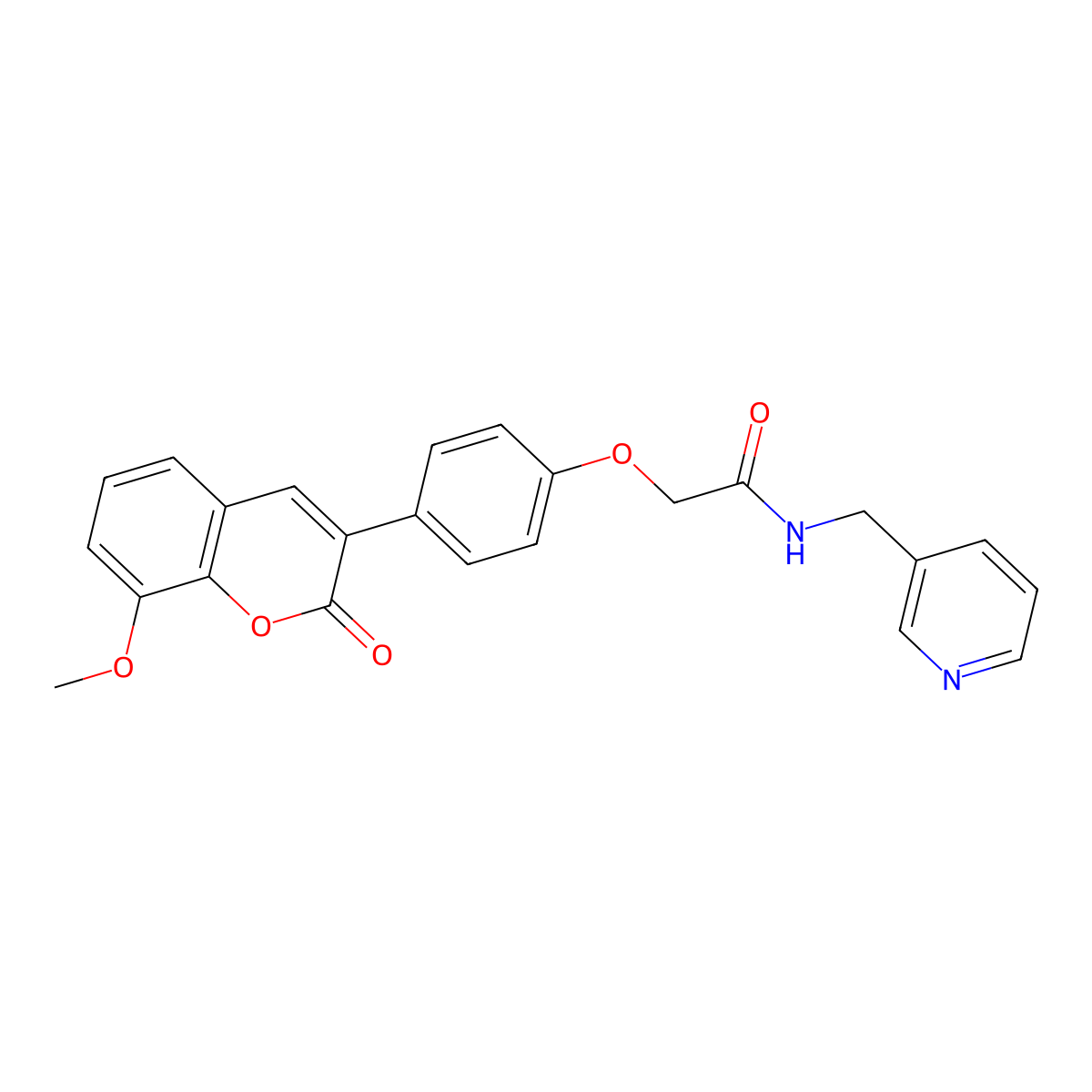 2-[4-(8-methoxy-2-oxo-2H-chromen-3-yl)phenoxy]-N-(pyridin-3-ylmethyl)acetamide molecular structure, CAS 1010913-76-4