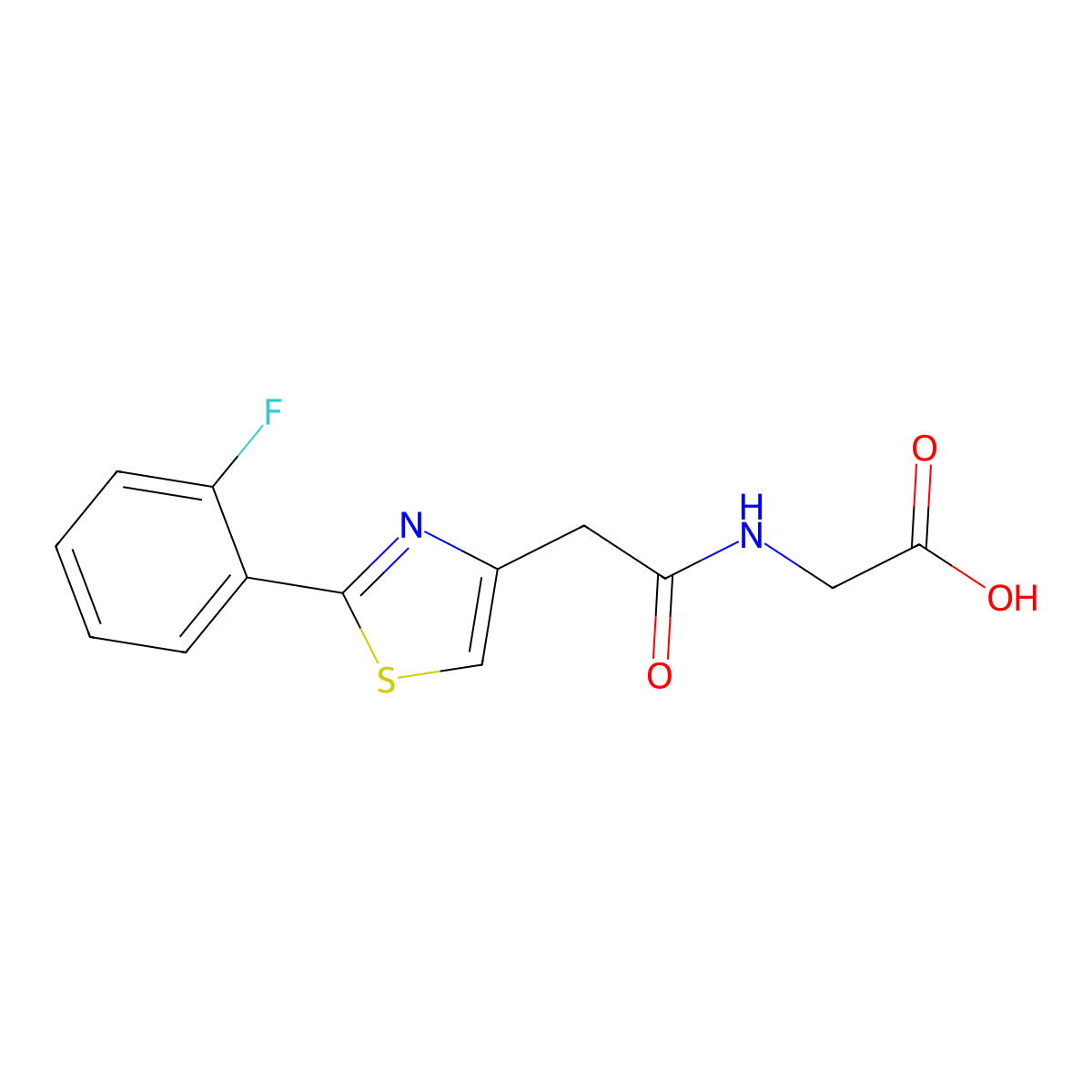 N-{[2-(2-fluorophenyl)-1,3-thiazol-4-yl]acetyl}glycine molecular structure, CAS 1010913-79-7