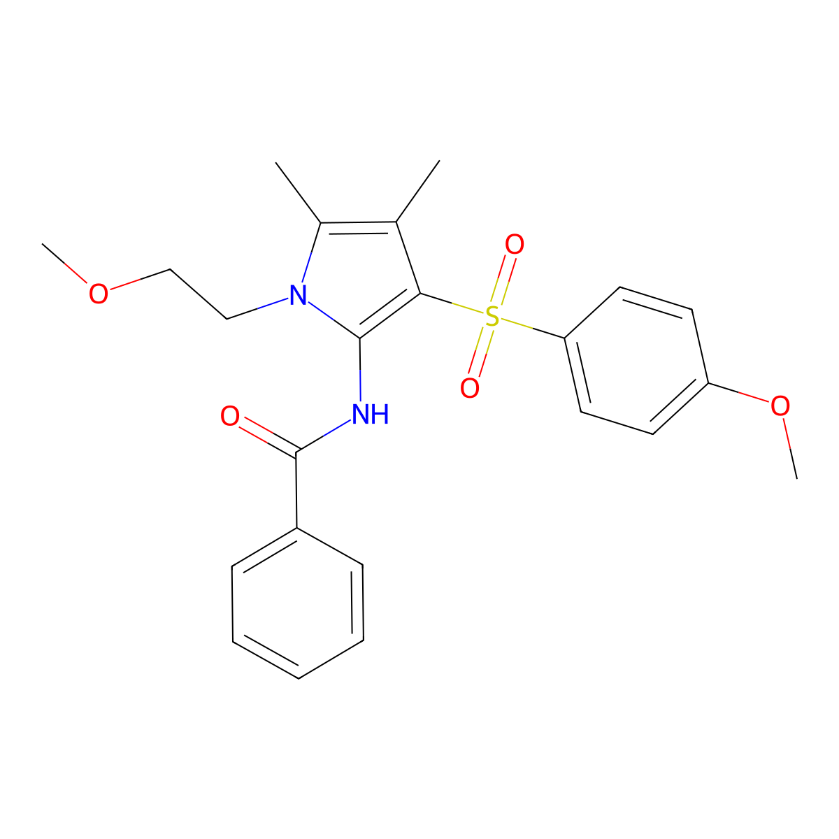 N-{1-(2-methoxyethyl)-3-[(4-methoxyphenyl)sulfonyl]-4,5-dimethyl-1H-pyrrol-2-yl}benzamide molecular structure, CAS 1010914-03-0