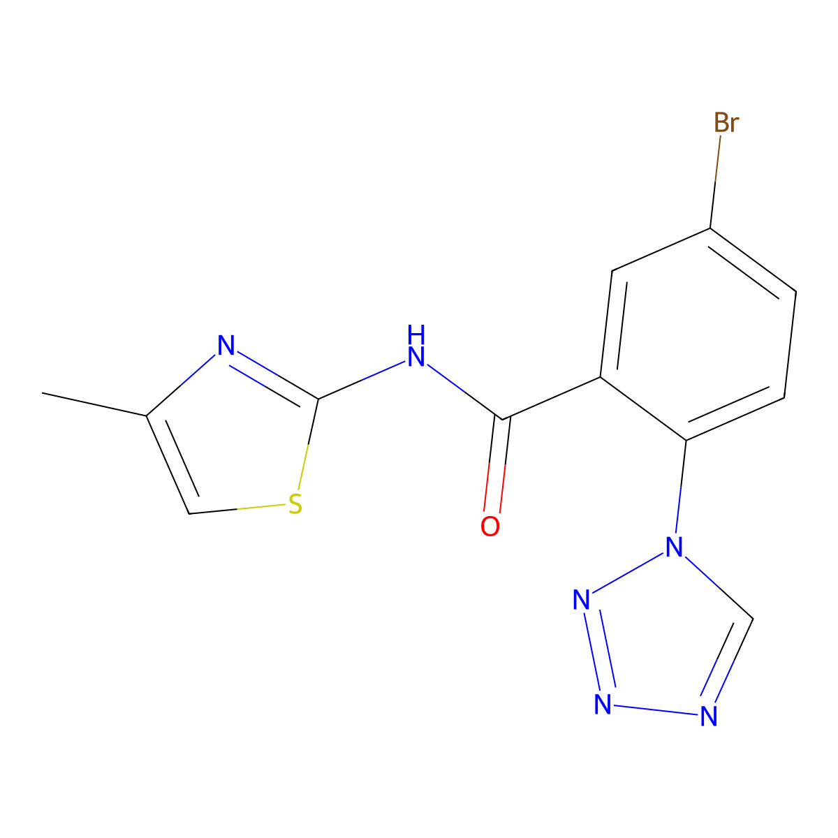 5-bromo-N-[(2Z)-4-methyl-1,3-thiazol-2(3H)-ylidene]-2-(1H-tetrazol-1-yl)benzamide molecular structure, CAS 1010914-24-5