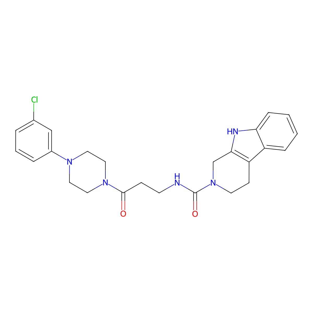 N-{3-[4-(3-chlorophenyl)piperazin-1-yl]-3-oxopropyl}-1,3,4,9-tetrahydro-2H-beta-carboline-2-carboxamide molecular structure, CAS 1010914-29-0