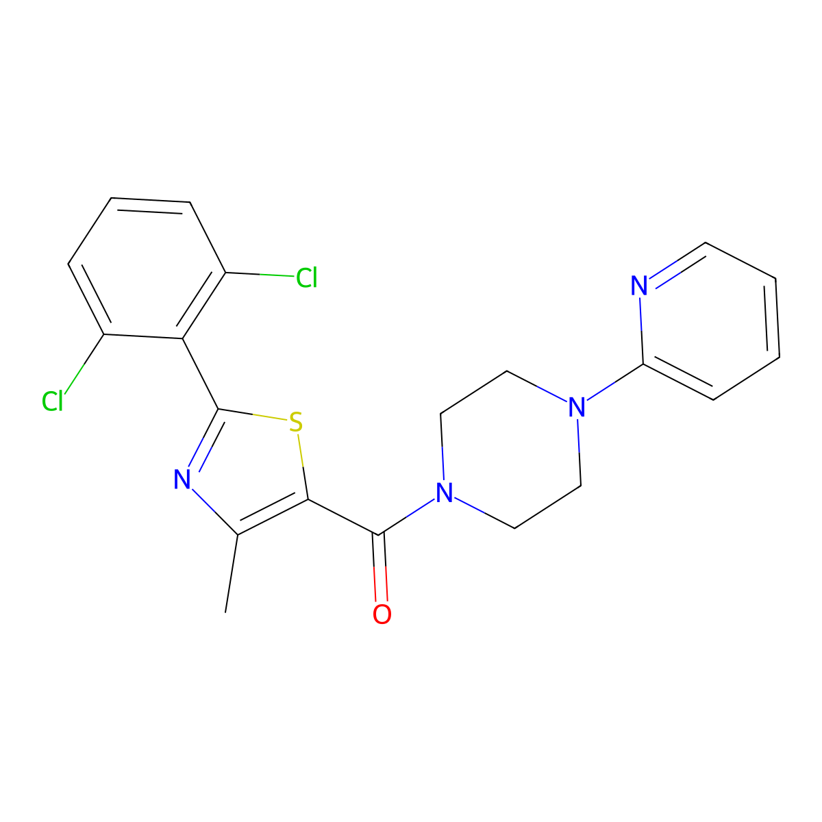 [2-(2,6-Dichlorophenyl)-4-methyl-1,3-thiazol-5-yl][4-(pyridin-2-yl)piperazin-1-yl]methanone molecular structure, CAS 1010914-32-5