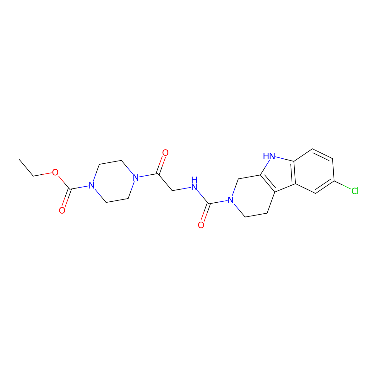 ethyl 4-{N-[(6-chloro-1,3,4,9-tetrahydro-2H-beta-carbolin-2-yl)carbonyl]glycyl}piperazine-1-carboxylate molecular structure, CAS 1010914-53-0