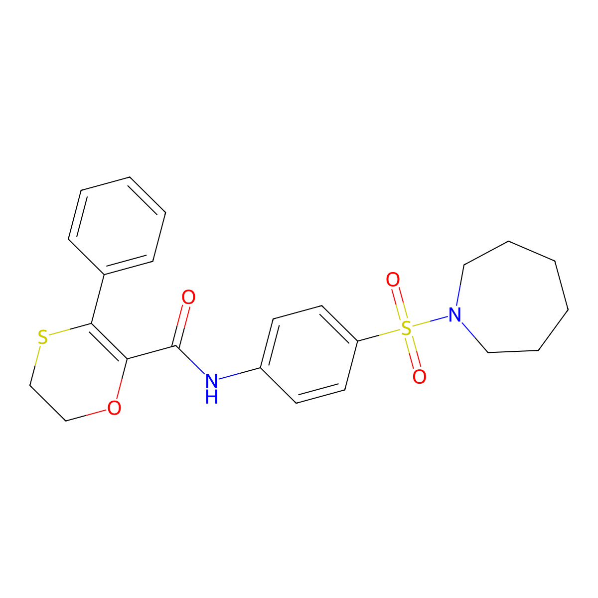N-[4-(azepan-1-ylsulfonyl)phenyl]-3-phenyl-5,6-dihydro-1,4-oxathiine-2-carboxamide molecular structure, CAS 1010914-60-9