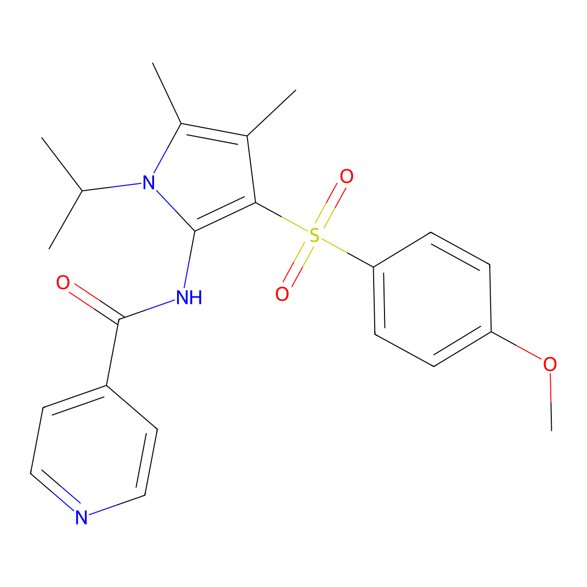 N-{3-[(4-methoxyphenyl)sulfonyl]-4,5-dimethyl-1-(propan-2-yl)-1H-pyrrol-2-yl}pyridine-4-carboxamide molecular structure, CAS 1010914-61-0