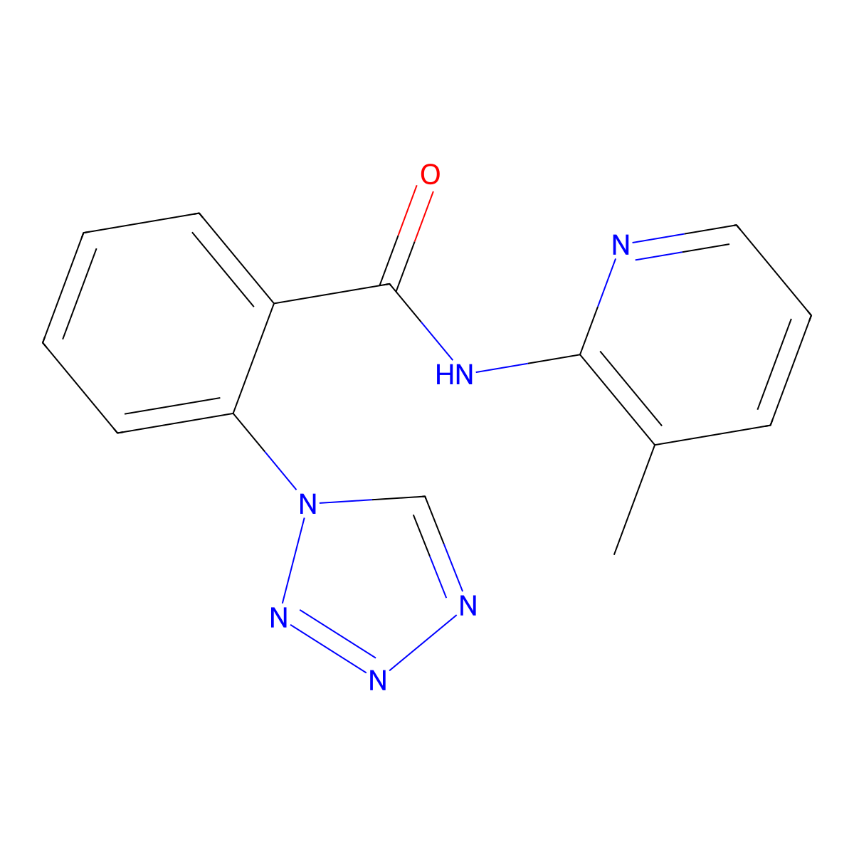 N-(3-methylpyridin-2-yl)-2-(1H-tetrazol-1-yl)benzamide molecular structure, CAS 1010914-67-6
