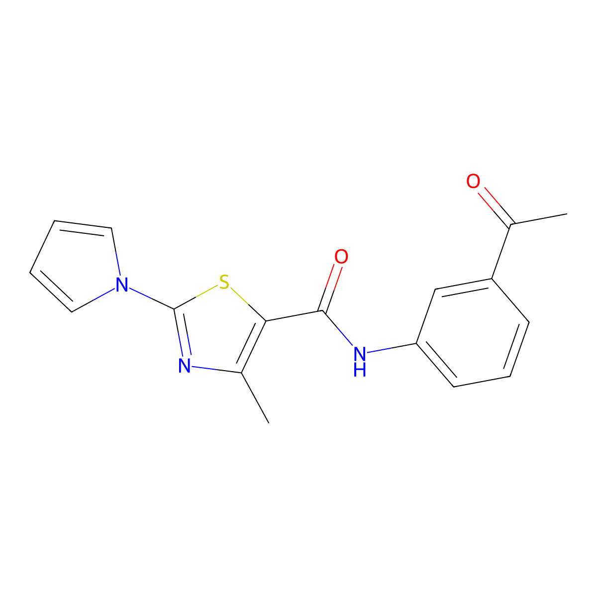 N-(3-acetylphenyl)-4-methyl-2-(1H-pyrrol-1-yl)-1,3-thiazole-5-carboxamide molecular structure, CAS 1010914-69-8