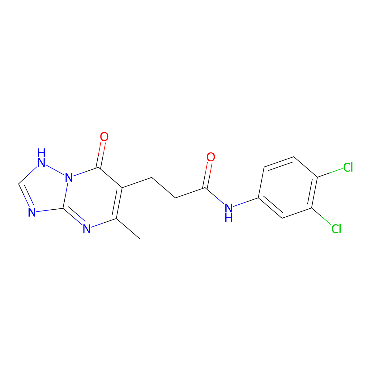 N-(3,4-dichlorophenyl)-3-(7-hydroxy-5-methyl[1,2,4]triazolo[1,5-a]pyrimidin-6-yl)propanamide molecular structure, CAS 1010914-73-4