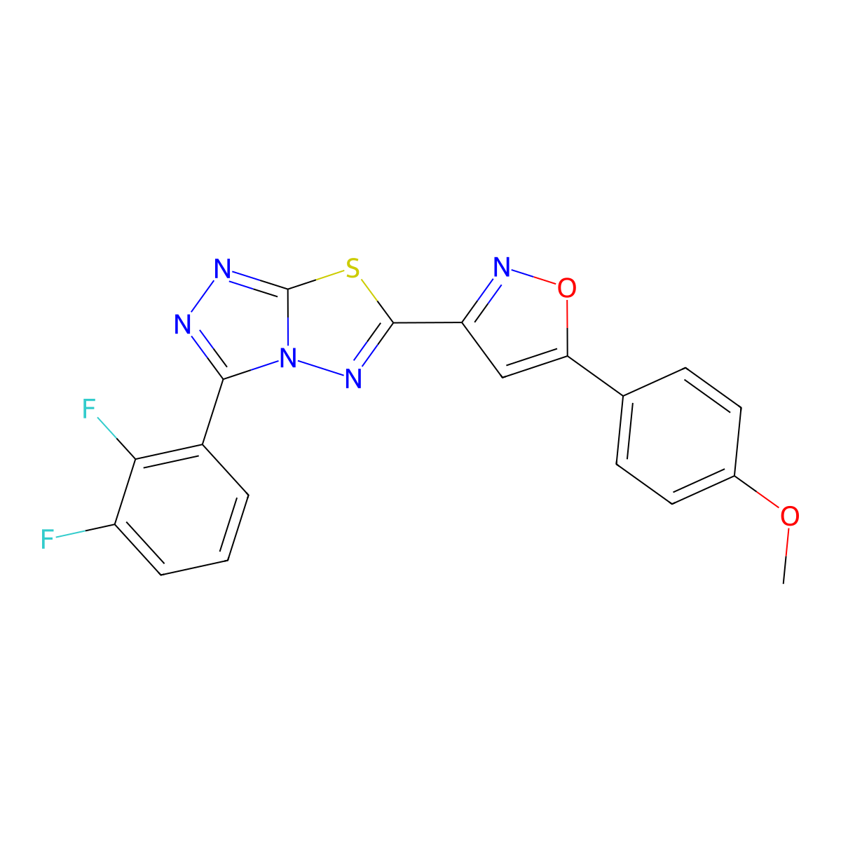 3-(2,3-Difluorophenyl)-6-[5-(4-methoxyphenyl)-1,2-oxazol-3-yl][1,2,4]triazolo[3,4-b][1,3,4]thiadiazole molecular structure, CAS 1010915-14-6