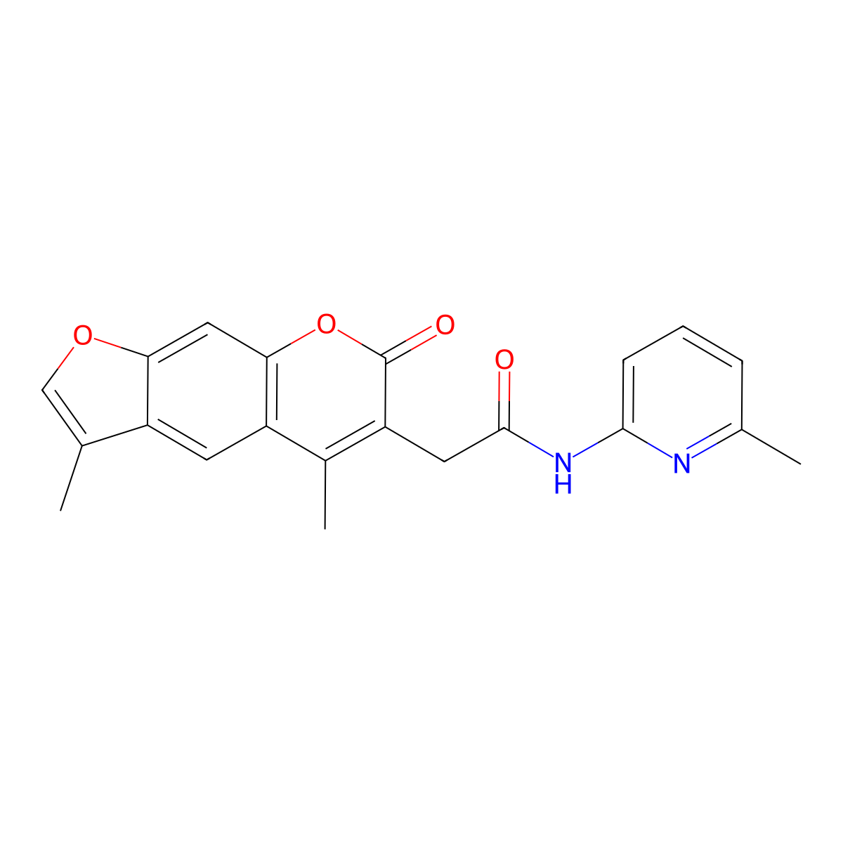 2-(3,5-dimethyl-7-oxo-7H-furo[3,2-g]chromen-6-yl)-N-(6-methyl-2-pyridyl)acetamide molecular structure, CAS 1010915-31-7