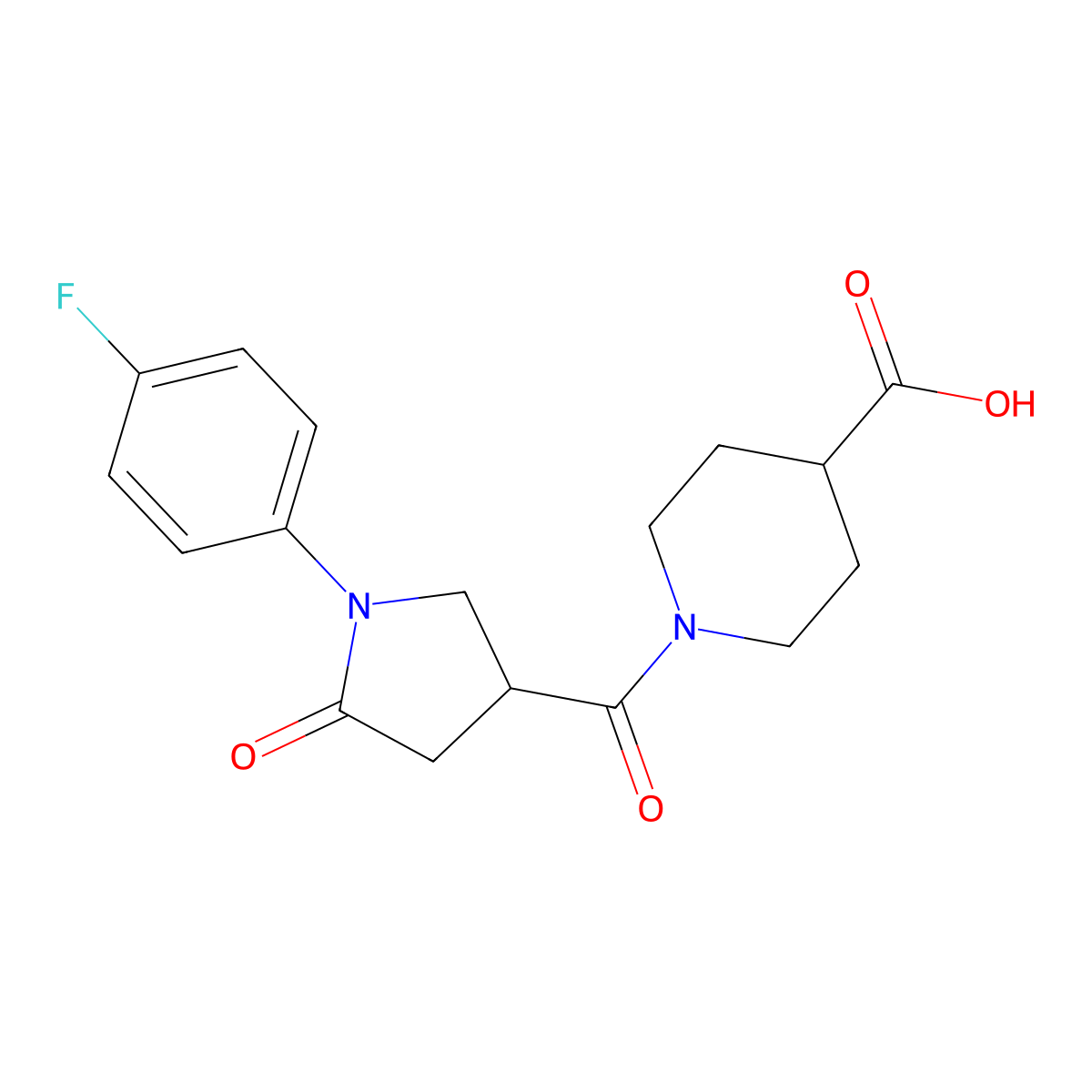 1-{[1-(4-Fluorophenyl)-5-oxopyrrolidin-3-yl]carbonyl}piperidine-4-carboxylic acid molecular structure, CAS 1010915-35-1