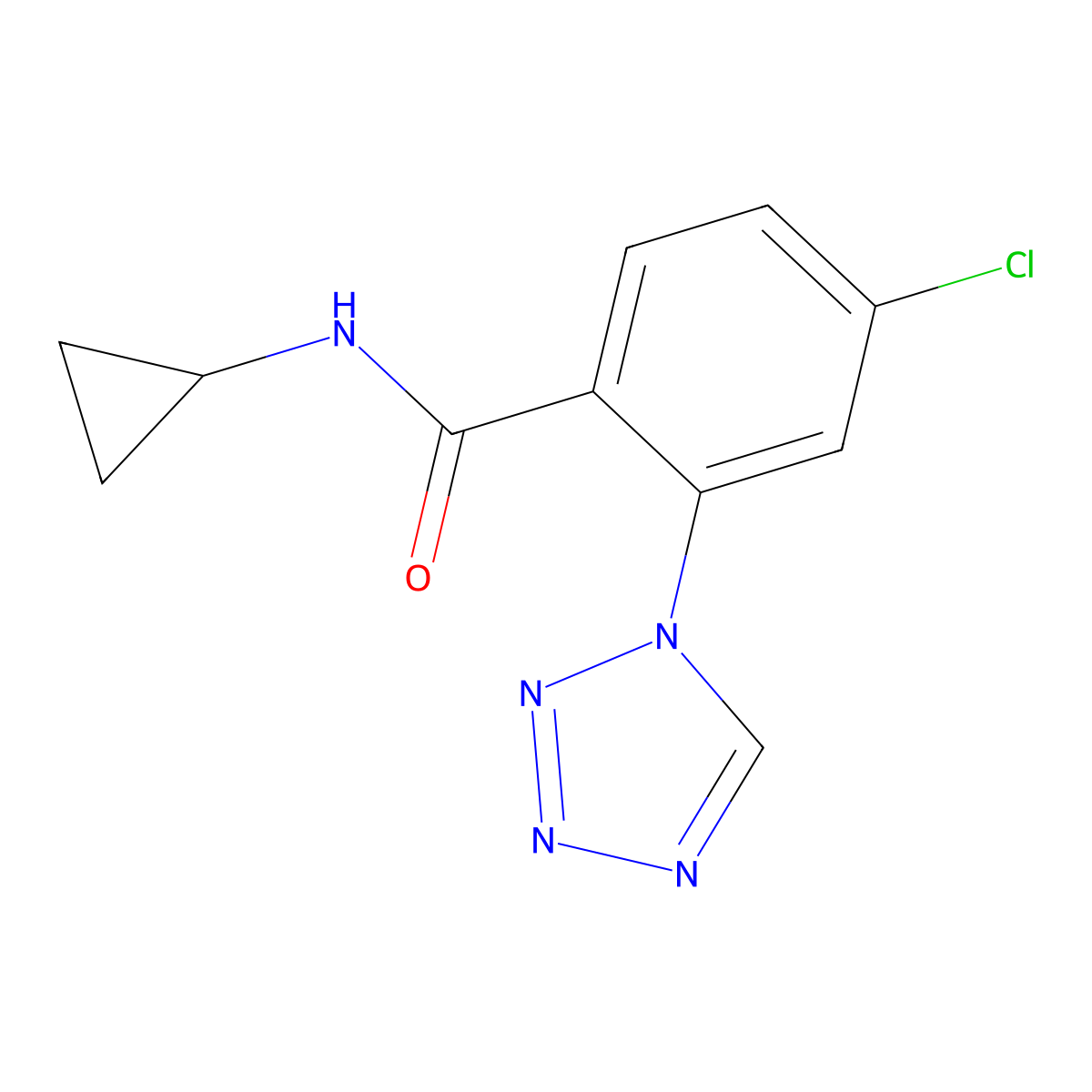 4-chloro-N-cyclopropyl-2-(1H-tetrazol-1-yl)benzamide molecular structure, CAS 1010915-46-4