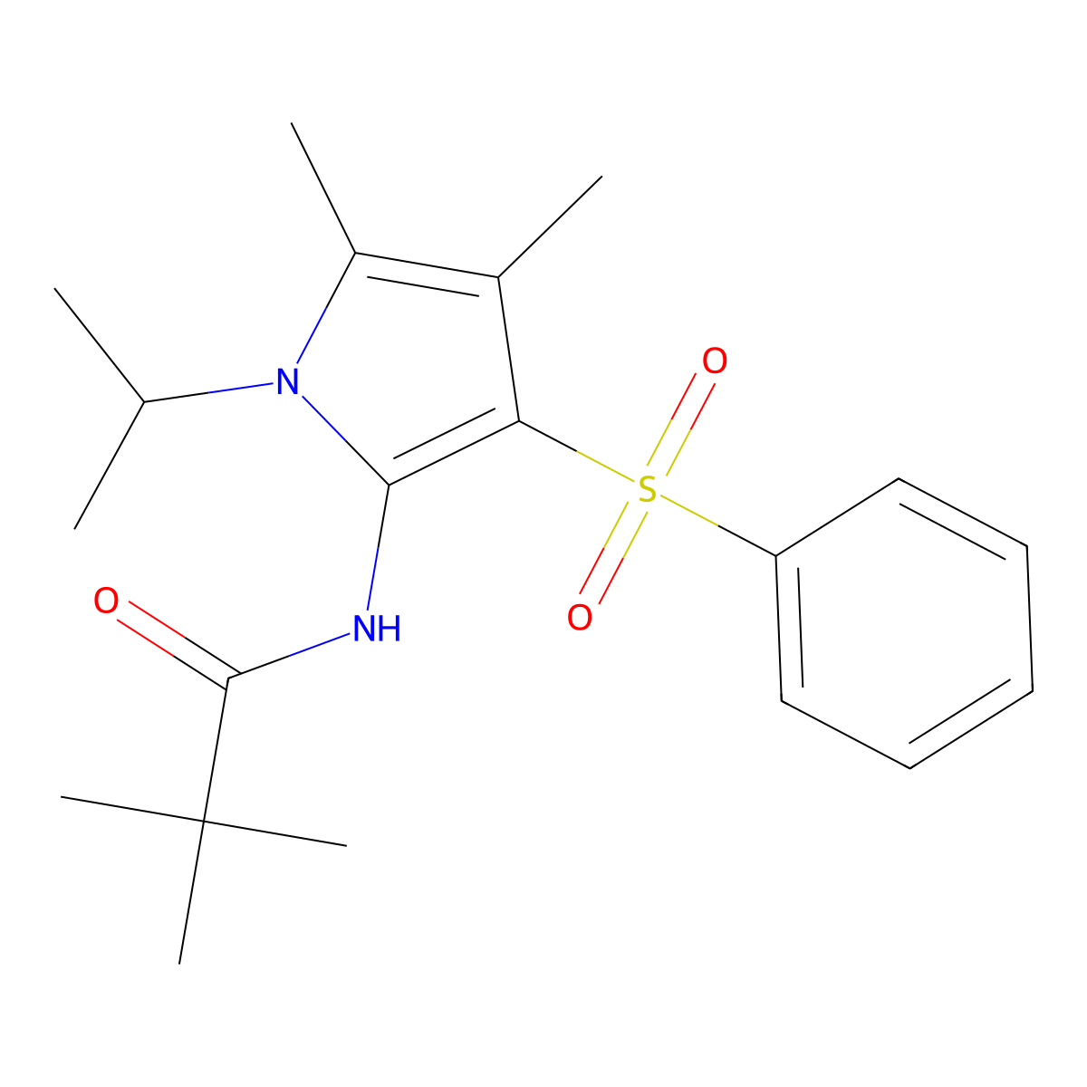N-[4,5-dimethyl-3-(phenylsulfonyl)-1-(propan-2-yl)-1H-pyrrol-2-yl]-2,2-dimethylpropanamide molecular structure, CAS 1010915-50-0