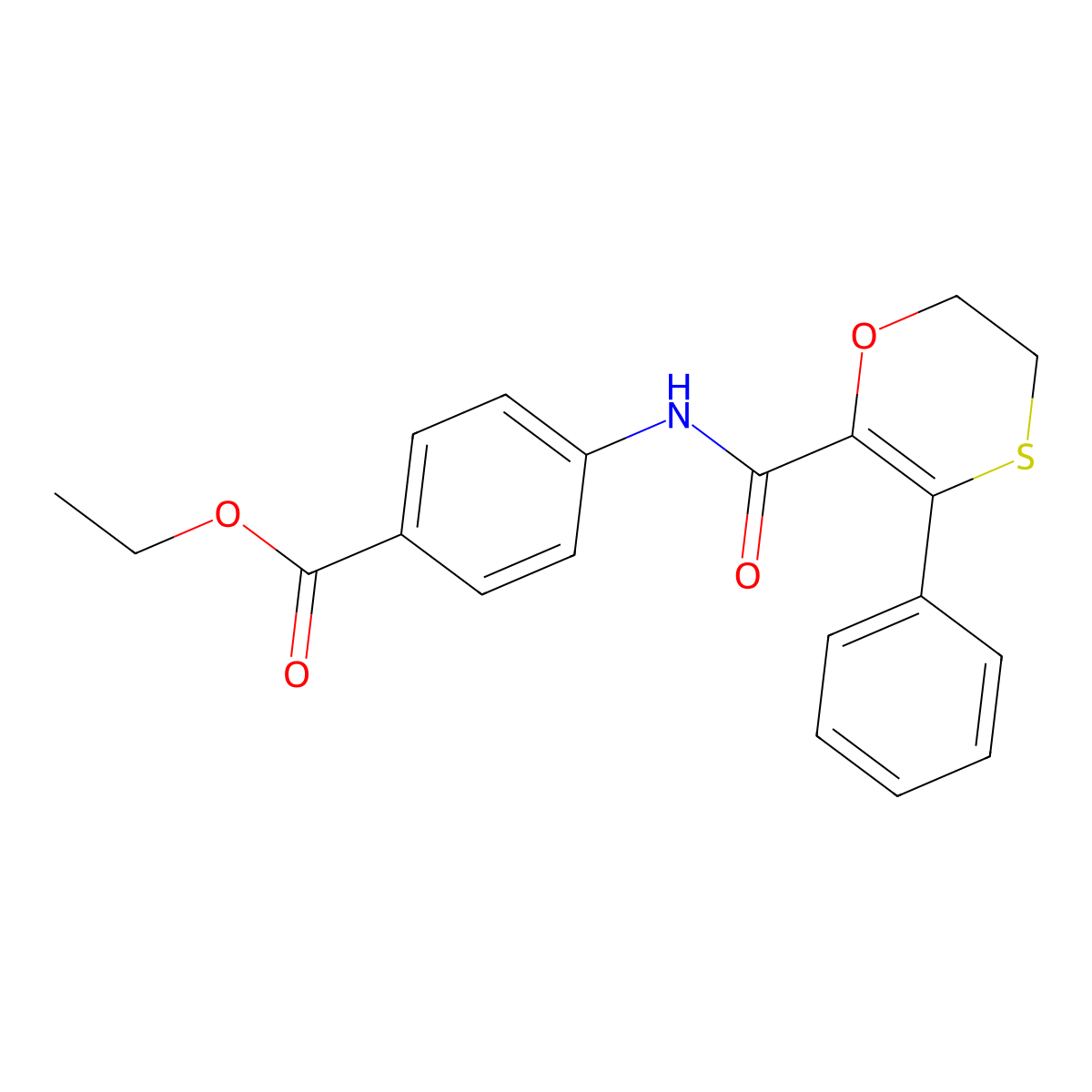 Ethyl 4-{[(3-phenyl-5,6-dihydro-1,4-oxathiin-2-yl)carbonyl]amino}benzoate molecular structure, CAS 1010915-53-3