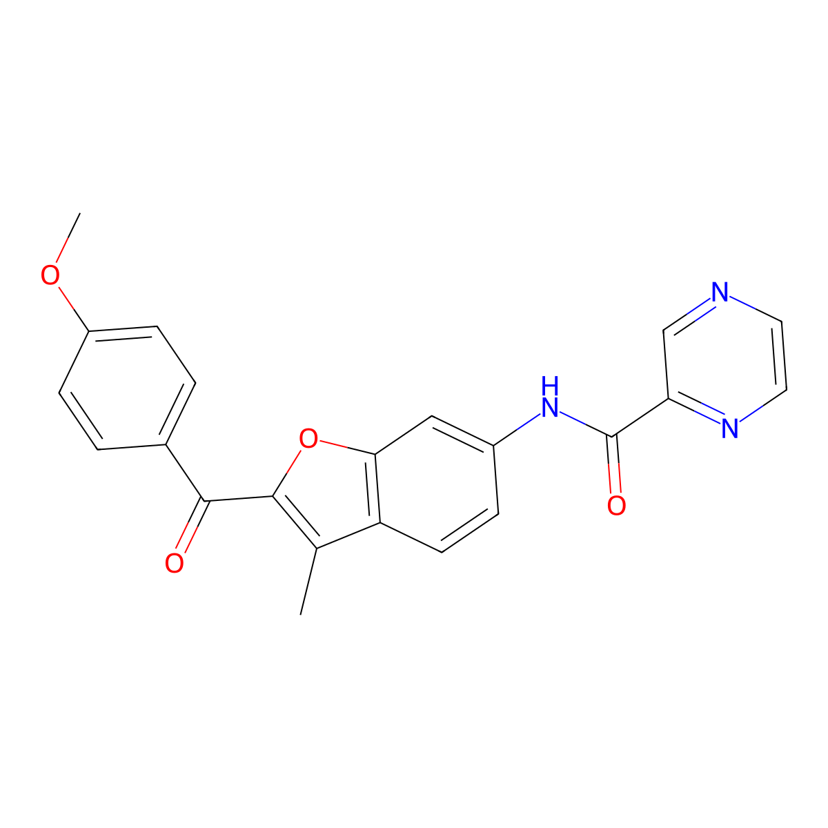 N-{2-[(4-methoxyphenyl)carbonyl]-3-methyl-1-benzofuran-6-yl}pyrazine-2-carboxamide molecular structure, CAS 1010916-00-3