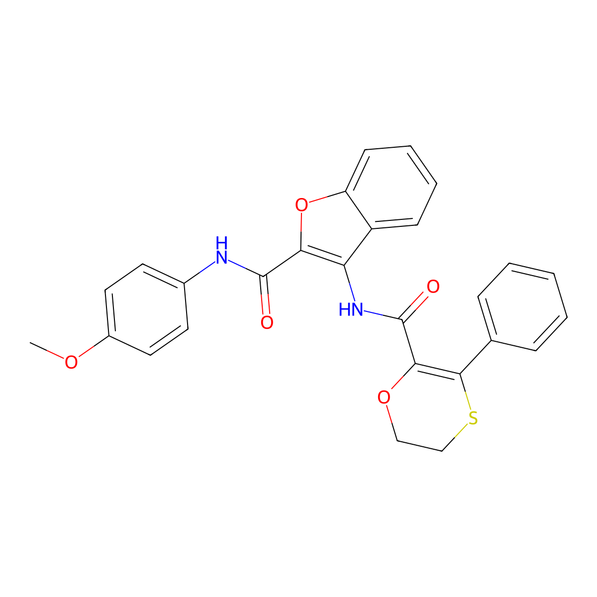 N-(4-methoxyphenyl)-3-{[(3-phenyl-5,6-dihydro-1,4-oxathiin-2-yl)carbonyl]amino}-1-benzofuran-2-carboxamide molecular structure, CAS 1010916-01-4