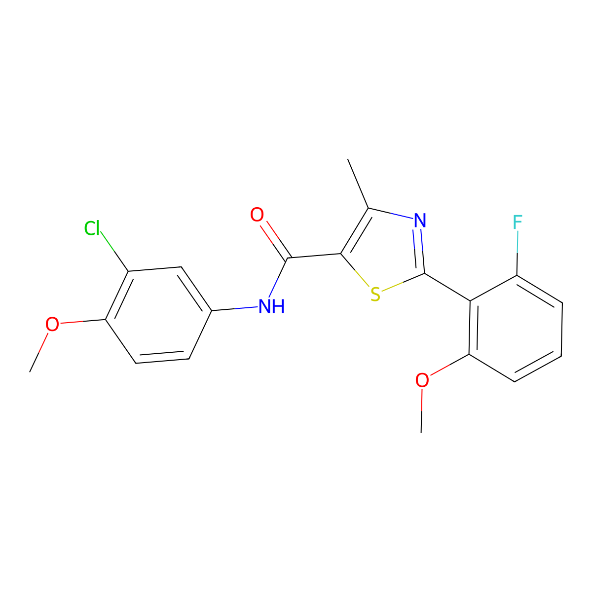N-(3-chloro-4-methoxyphenyl)-2-(2-fluoro-6-methoxyphenyl)-4-methyl-1,3-thiazole-5-carboxamide molecular structure, CAS 1010916-04-7