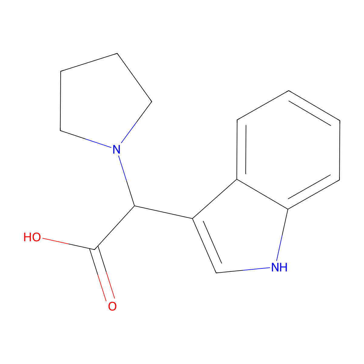 2-(1H-indol-3-yl)-2-(pyrrolidin-1-yl)acetic acid molecular structure, CAS 1010916-05-8