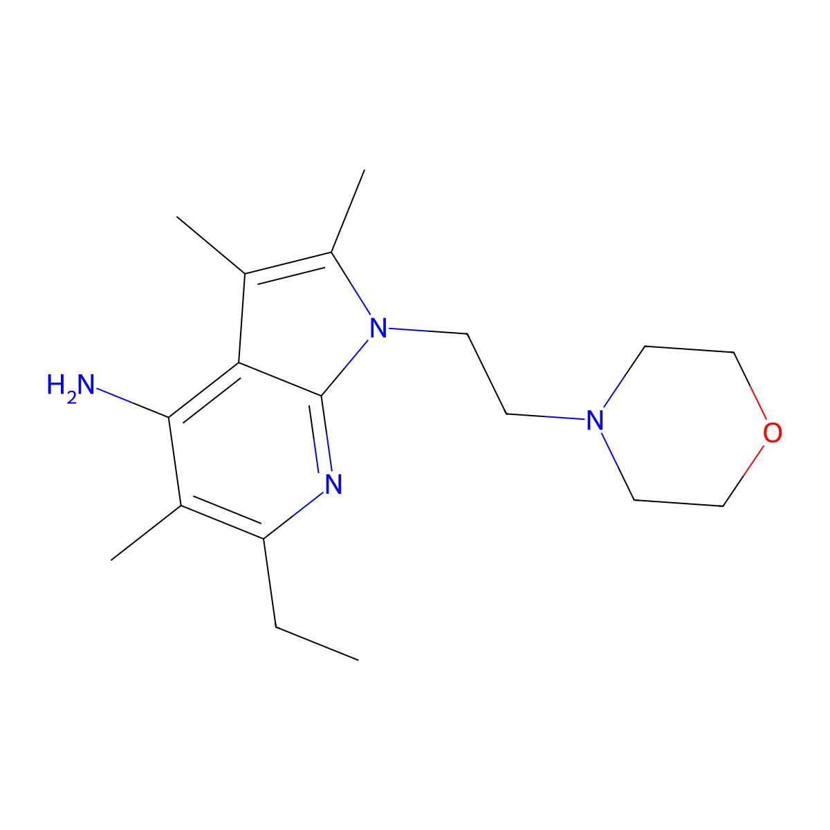 6-ethyl-2,3,5-trimethyl-1-[2-(morpholin-4-yl)ethyl]-1H-pyrrolo[2,3-b]pyridin-4-amine molecular structure, CAS 1010916-07-0