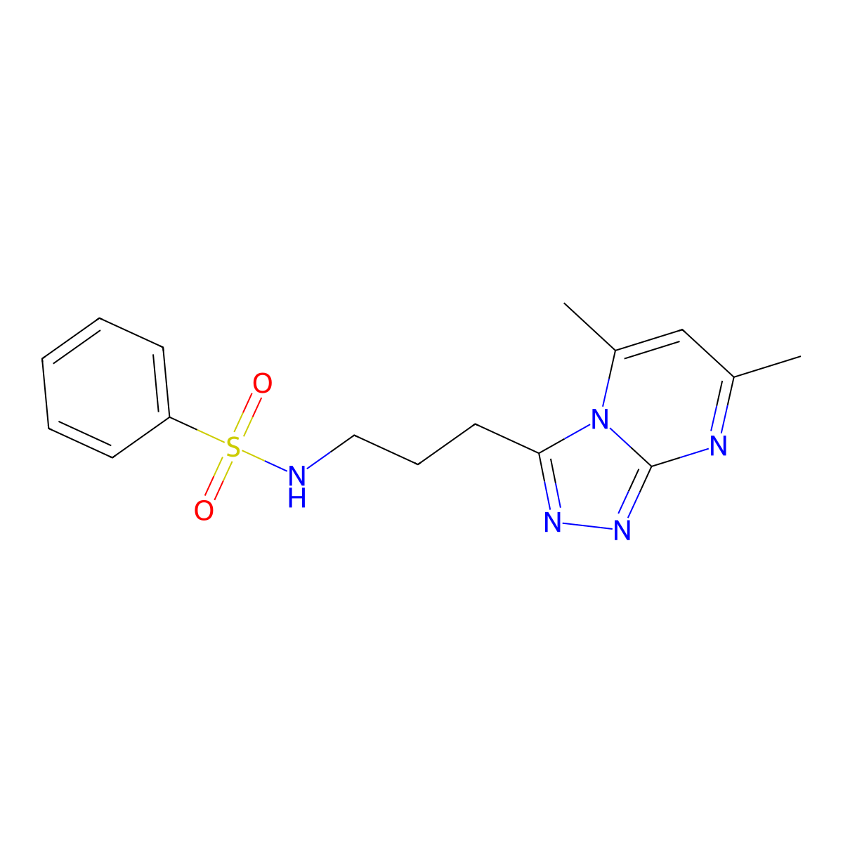 N-[3-(5,7-dimethyl[1,2,4]triazolo[4,3-a]pyrimidin-3-yl)propyl]benzenesulfonamide molecular structure, CAS 1010916-22-9