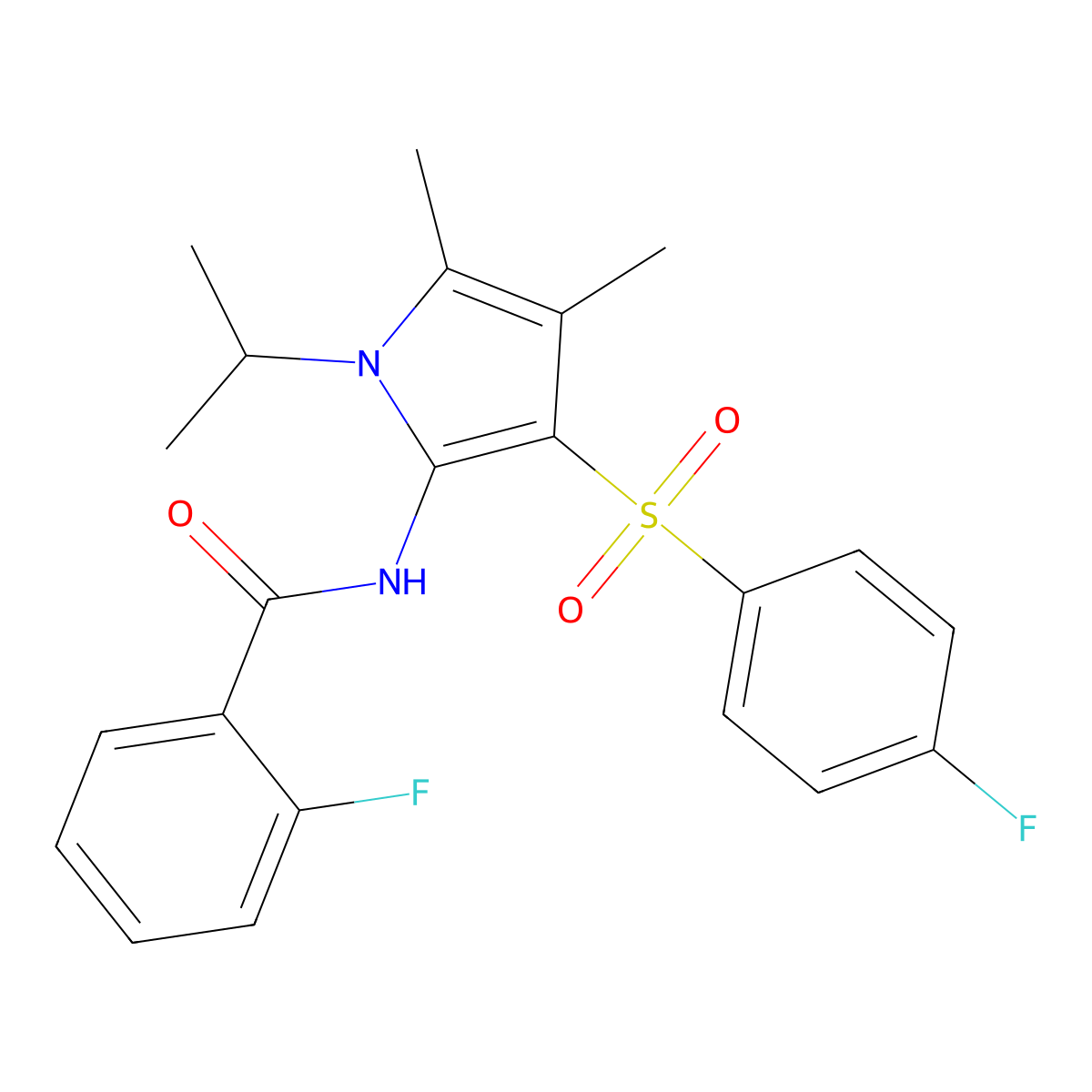 2-fluoro-N-{3-[(4-fluorophenyl)sulfonyl]-4,5-dimethyl-1-(propan-2-yl)-1H-pyrrol-2-yl}benzamide molecular structure, CAS 1010916-24-1