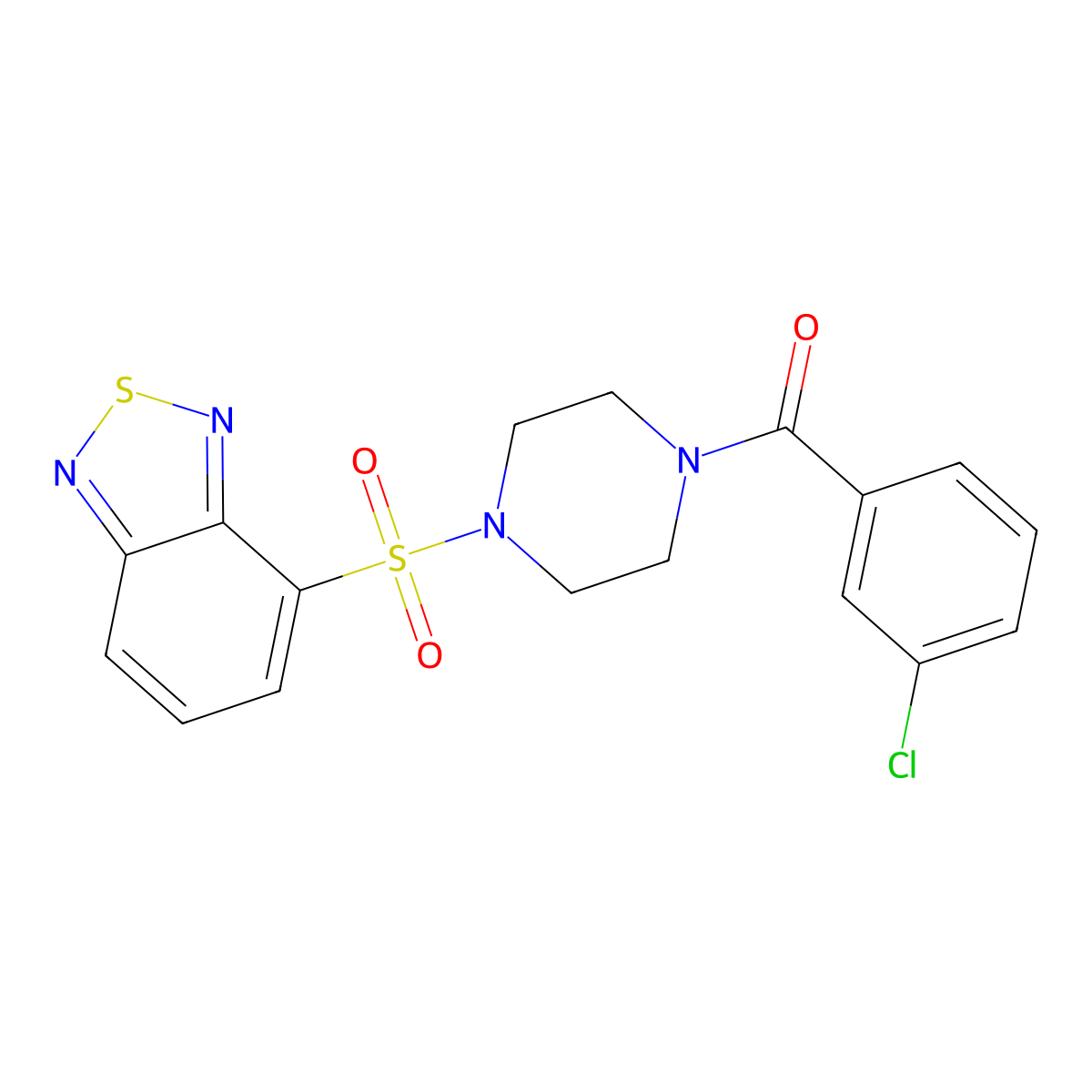 [4-(2,1,3-Benzothiadiazol-4-ylsulfonyl)piperazin-1-yl](3-chlorophenyl)methanone molecular structure, CAS 1010916-52-5