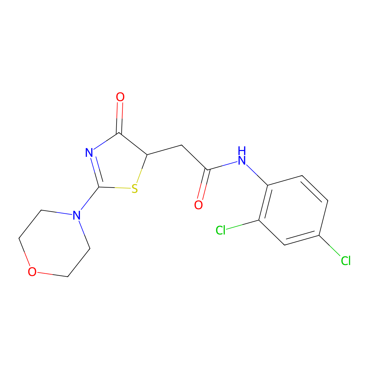 N-(2,4-dichlorophenyl)-2-[2-(morpholin-4-yl)-4-oxo-4,5-dihydro-1,3-thiazol-5-yl]acetamide molecular structure, CAS 1010916-54-7
