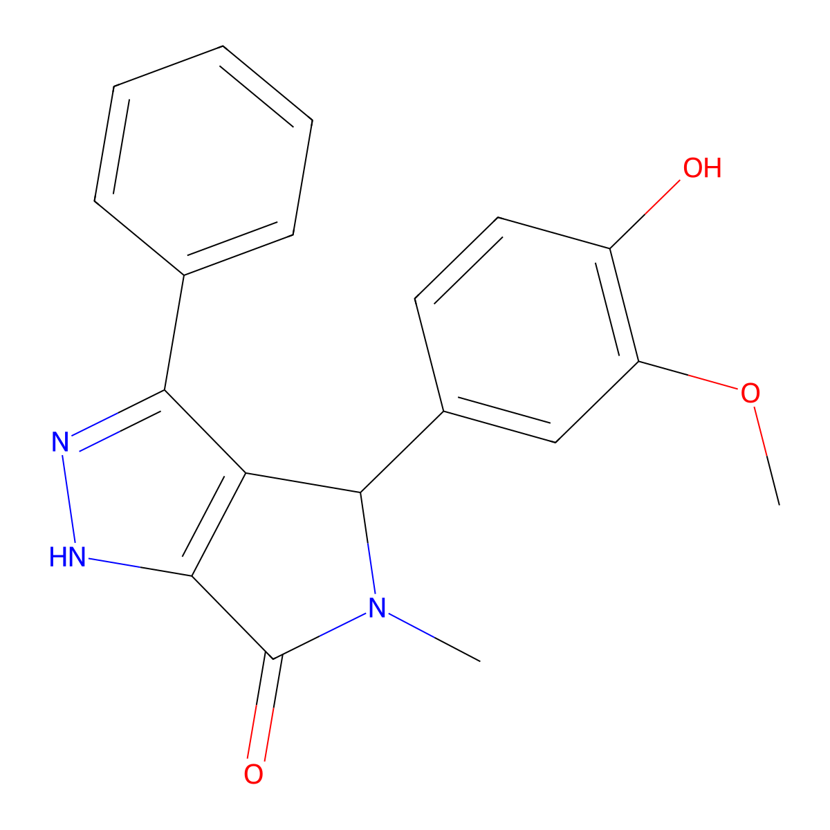 4-(4-Hydroxy-3-methoxyphenyl)-5-methyl-3-phenyl-4,5-dihydropyrrolo[3,4-C]pyrazol-6(1H)-one molecular structure, CAS 1010916-58-1