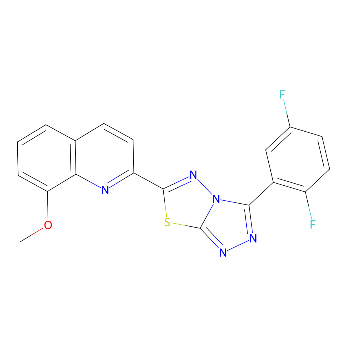 2-[3-(2,5-Difluorophenyl)[1,2,4]triazolo[3,4-b][1,3,4]thiadiazol-6-yl]-8-methoxyquinoline molecular structure, CAS 1010916-59-2