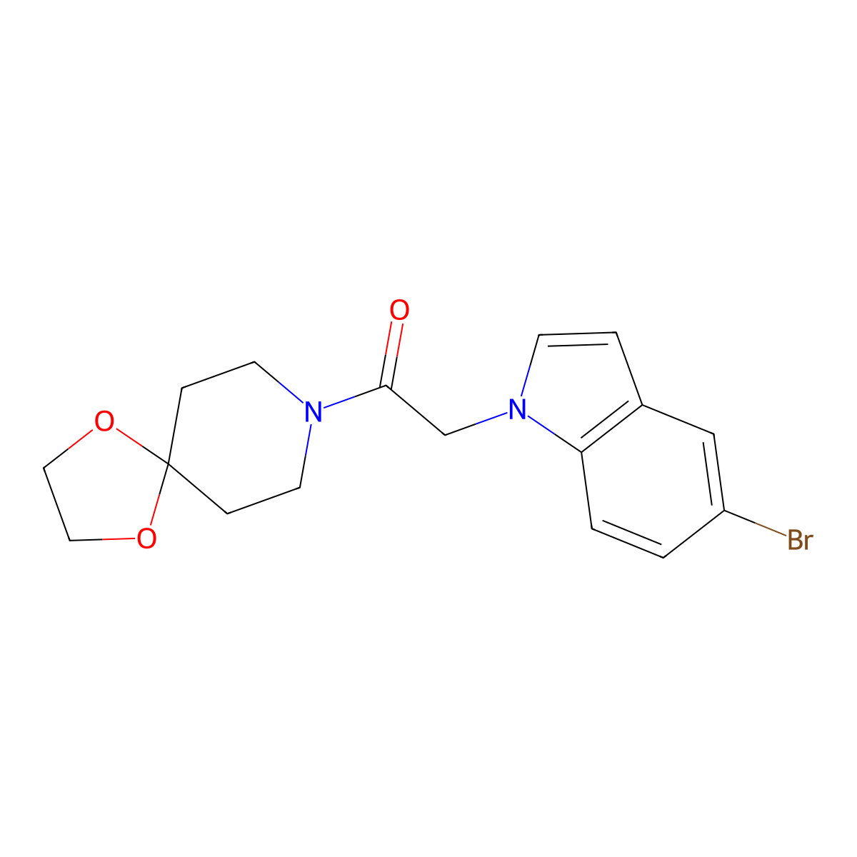 8-[(5-bromo-1H-indol-1-yl)acetyl]-1,4-dioxa-8-azaspiro[4.5]decane molecular structure, CAS 1010916-60-5