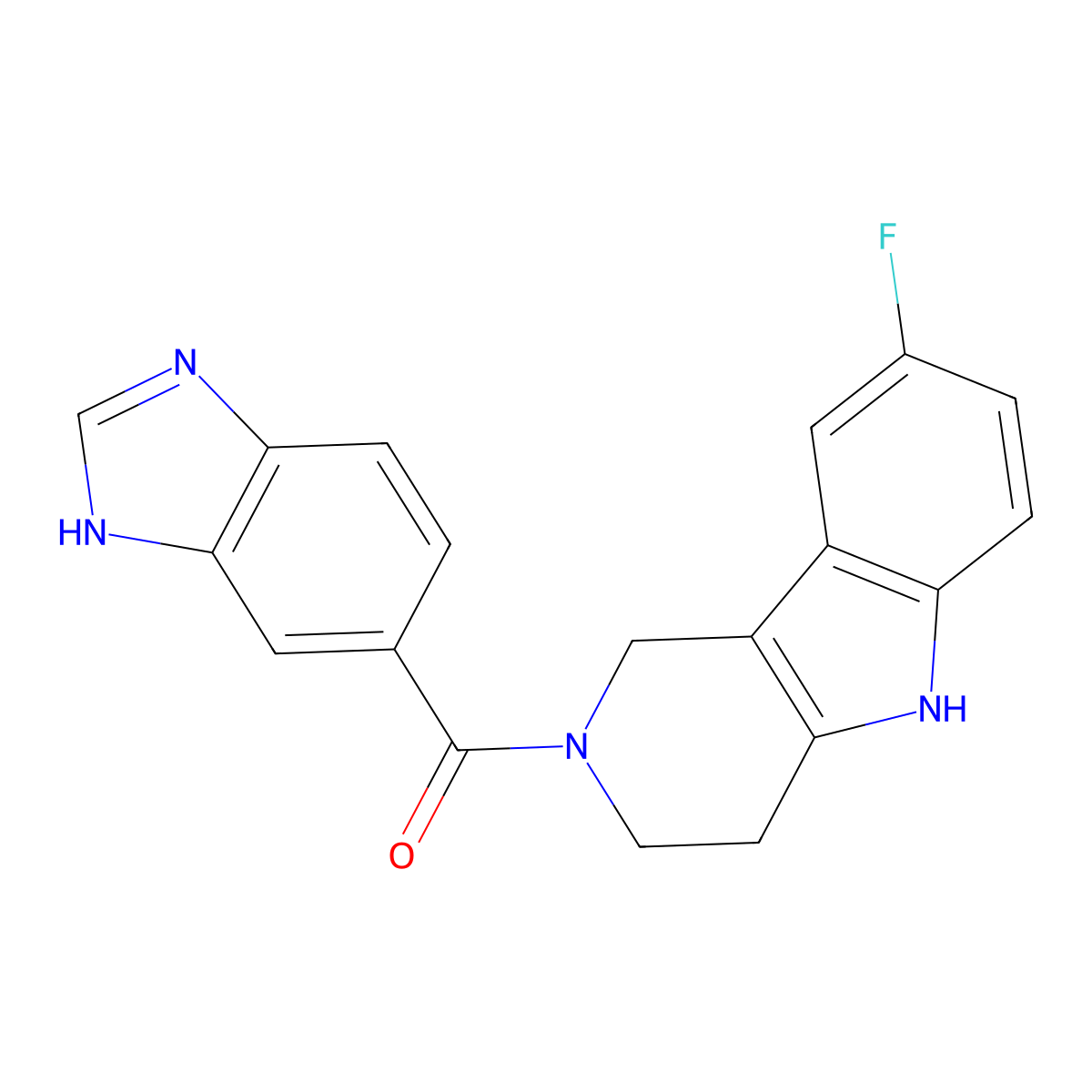 1H-benzimidazol-6-yl(8-fluoro-1,3,4,5-tetrahydro-2H-pyrido[4,3-b]indol-2-yl)methanone molecular structure, CAS 1010916-67-2