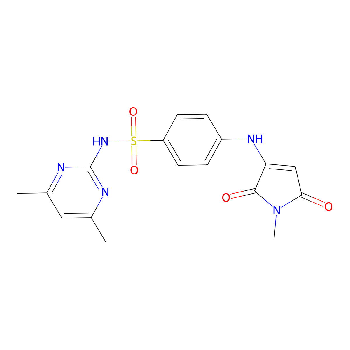 N-(4,6-dimethylpyrimidin-2-yl)-4-((1-methyl-2,5-dioxo-2,5-dihydro-1H-pyrrol-3-yl)amino)benzenesulfonamide molecular structure, CAS 1010916-74-1