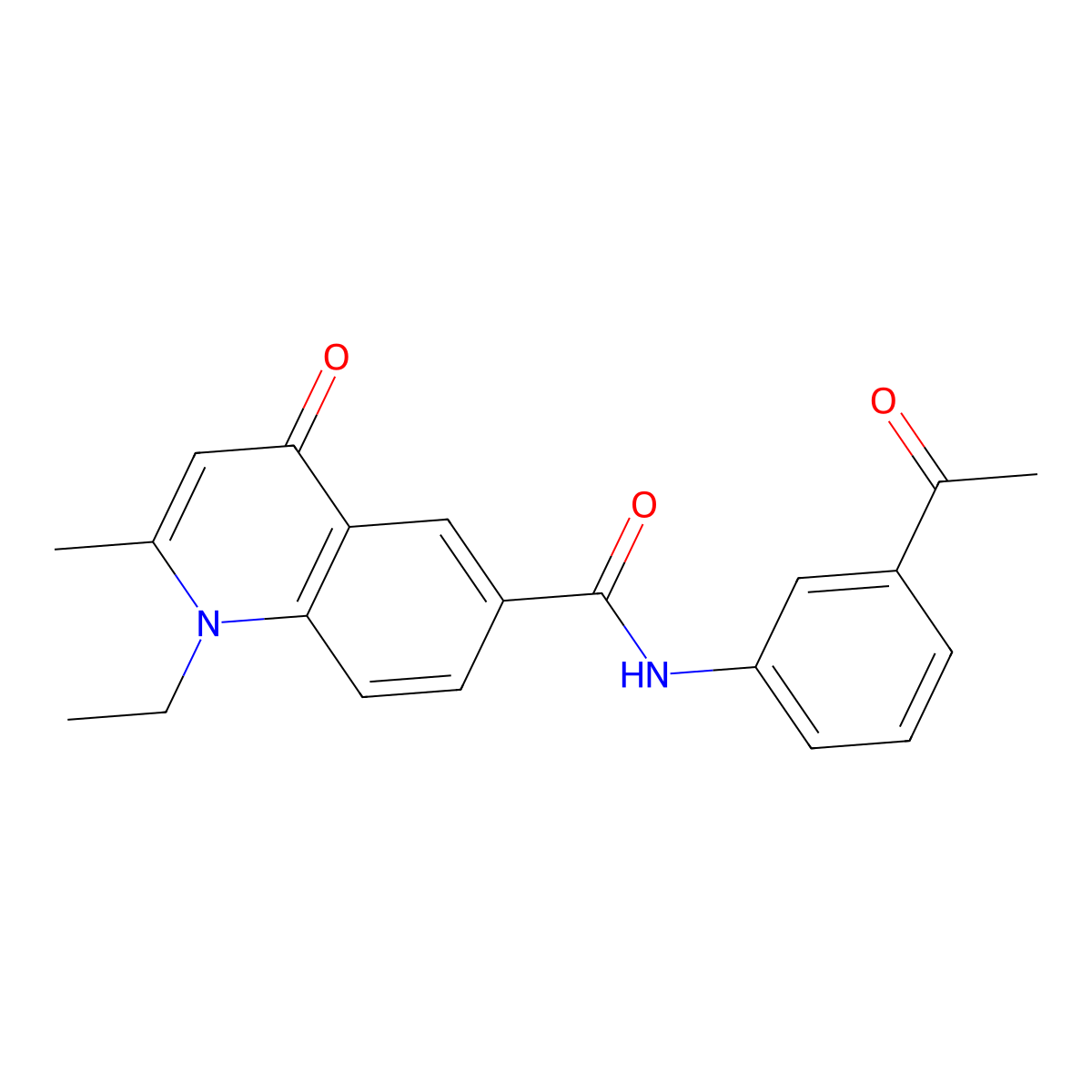 N-(3-acetylphenyl)-1-ethyl-2-methyl-4-oxo-1,4-dihydroquinoline-6-carboxamide molecular structure, CAS 1010917-12-0