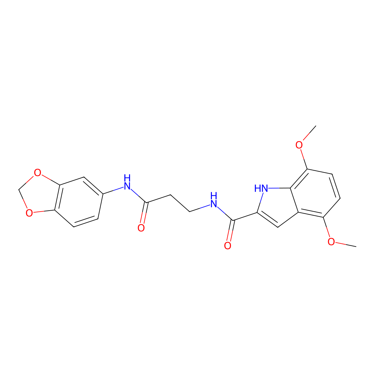 N-[3-(1,3-benzodioxol-5-ylamino)-3-oxopropyl]-4,7-dimethoxy-1H-indole-2-carboxamide molecular structure, CAS 1010917-20-0