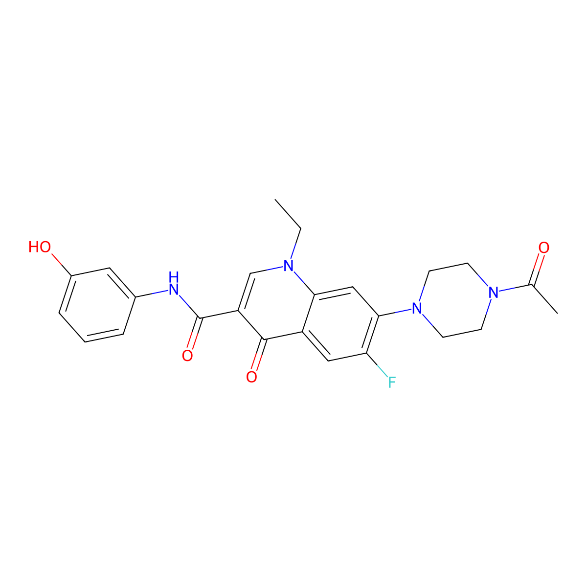 7-(4-acetylpiperazin-1-yl)-1-ethyl-6-fluoro-N-(3-hydroxyphenyl)-4-oxo-1,4-dihydroquinoline-3-carboxamide molecular structure, CAS 1010917-31-3