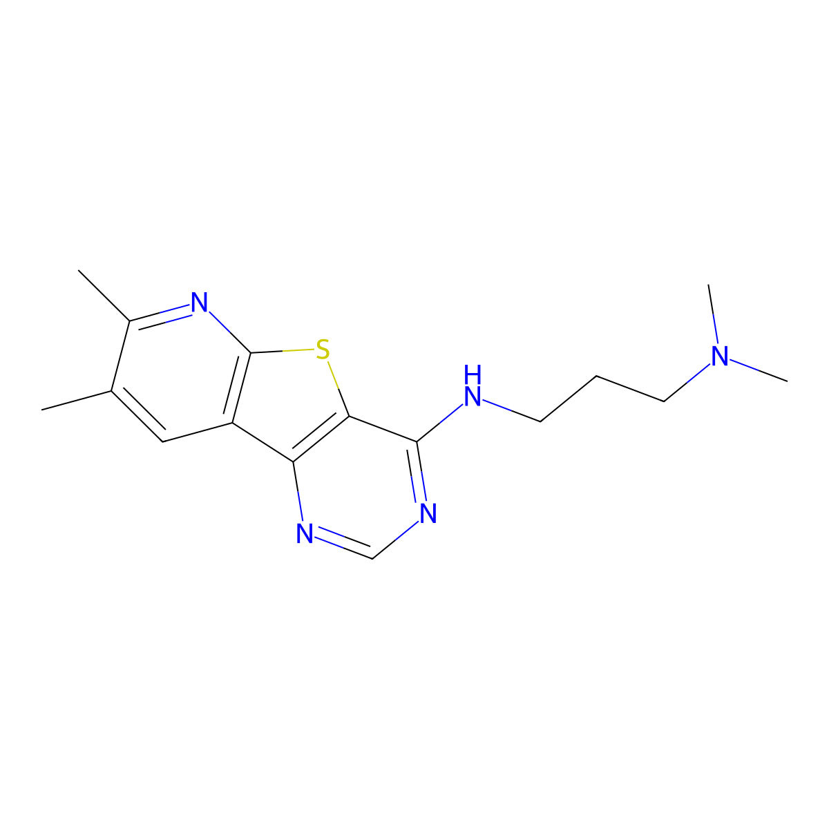 N'-(7,8-dimethylpyrido[3',2':4,5]thieno[3,2-d]pyrimidin-4-yl)-N,N-dimethylpropane-1,3-diamine molecular structure, CAS 1010917-32-4