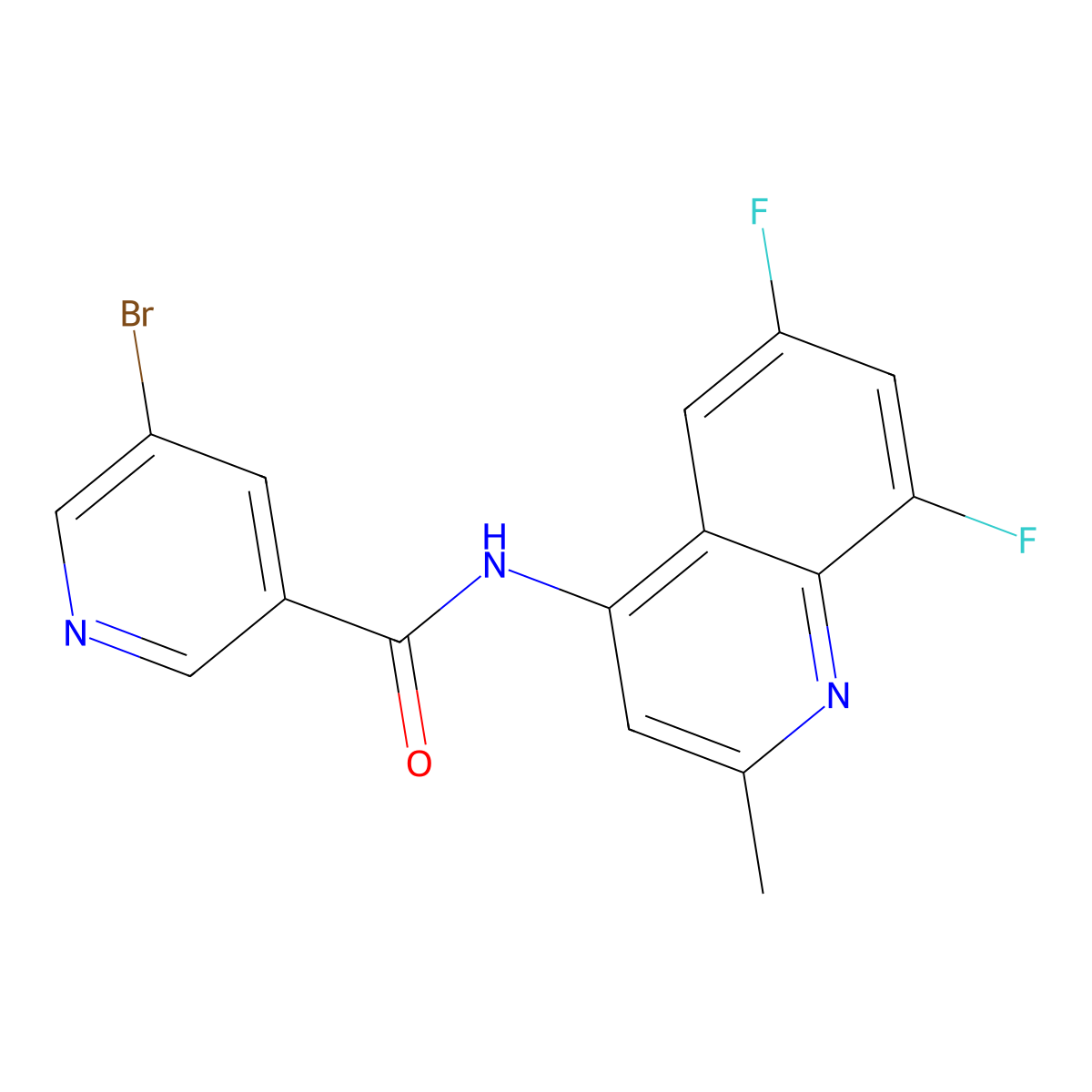 5-bromo-N-(6,8-difluoro-2-methylquinolin-4-yl)pyridine-3-carboxamide molecular structure, CAS 1010917-35-7
