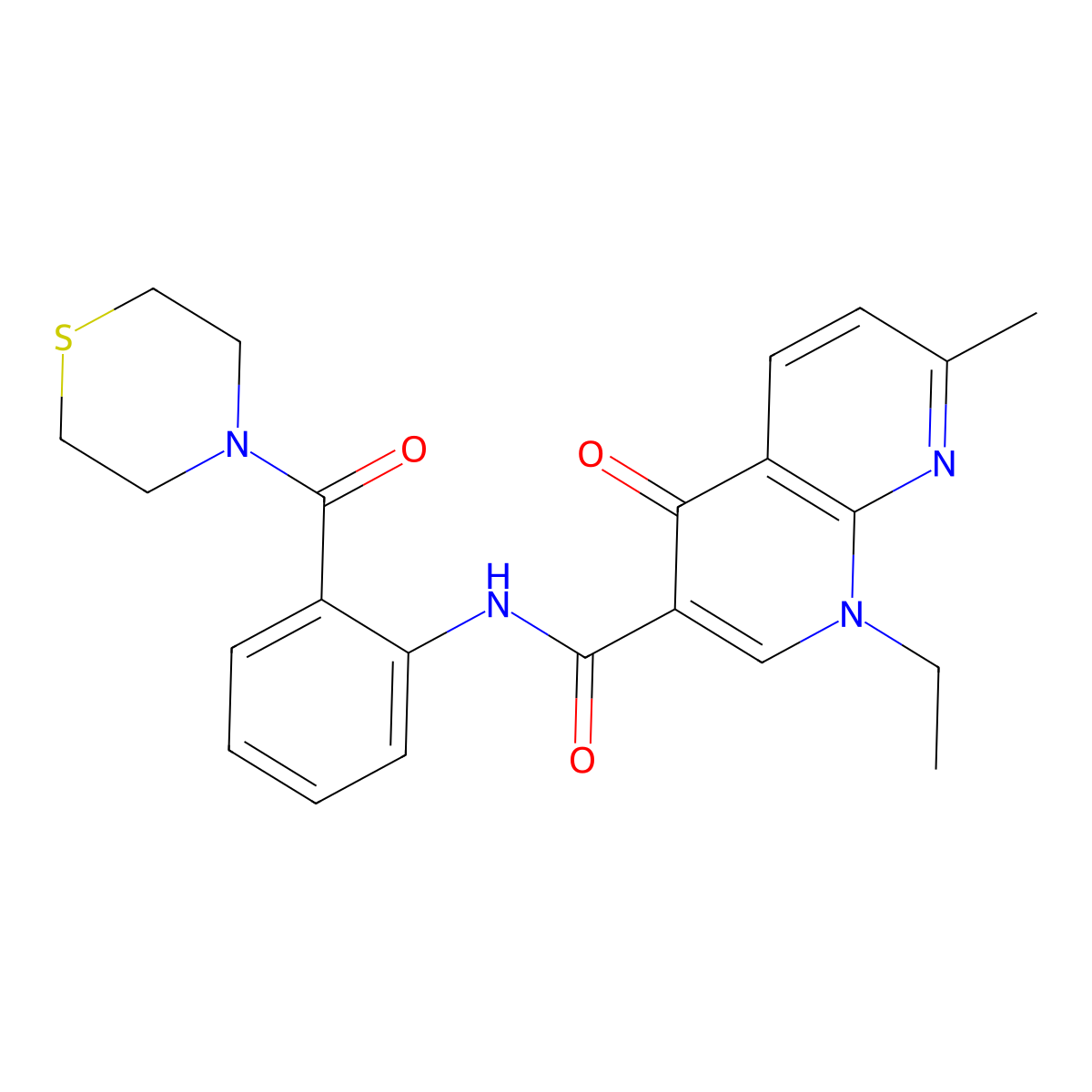1-ethyl-7-methyl-4-oxo-N-[2-(thiomorpholin-4-ylcarbonyl)phenyl]-1,4-dihydro-1,8-naphthyridine-3-carboxamide molecular structure, CAS 1010917-38-0