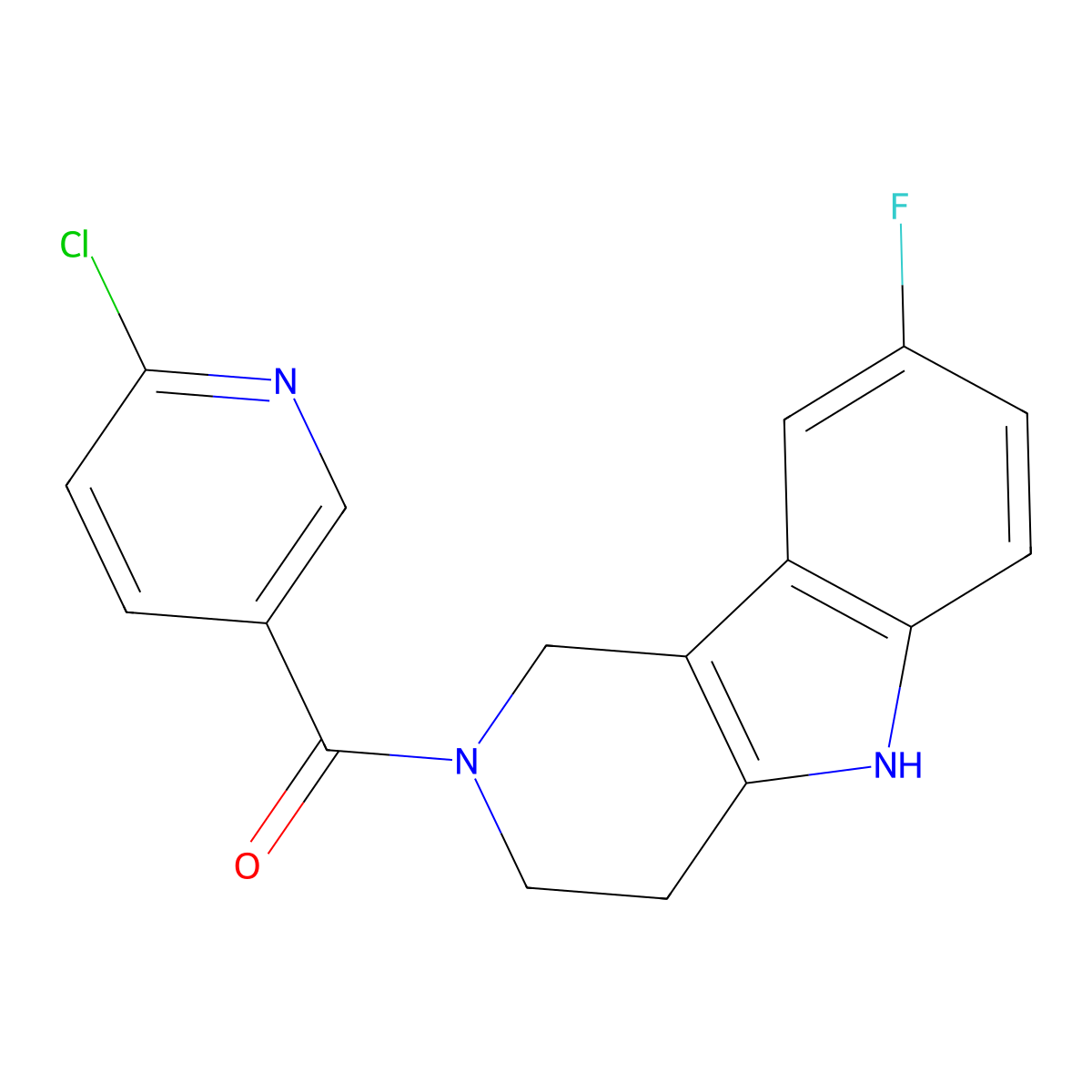 (6-chloropyridin-3-yl)(8-fluoro-1,3,4,5-tetrahydro-2H-pyrido[4,3-b]indol-2-yl)methanone molecular structure, CAS 1010917-44-8
