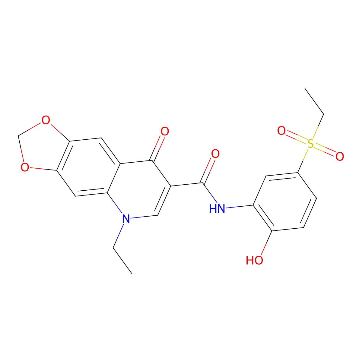 5-ethyl-N-[5-(ethylsulfonyl)-2-hydroxyphenyl]-8-oxo-5,8-dihydro[1,3]dioxolo[4,5-g]quinoline-7-carboxamide molecular structure, CAS 1010917-56-2