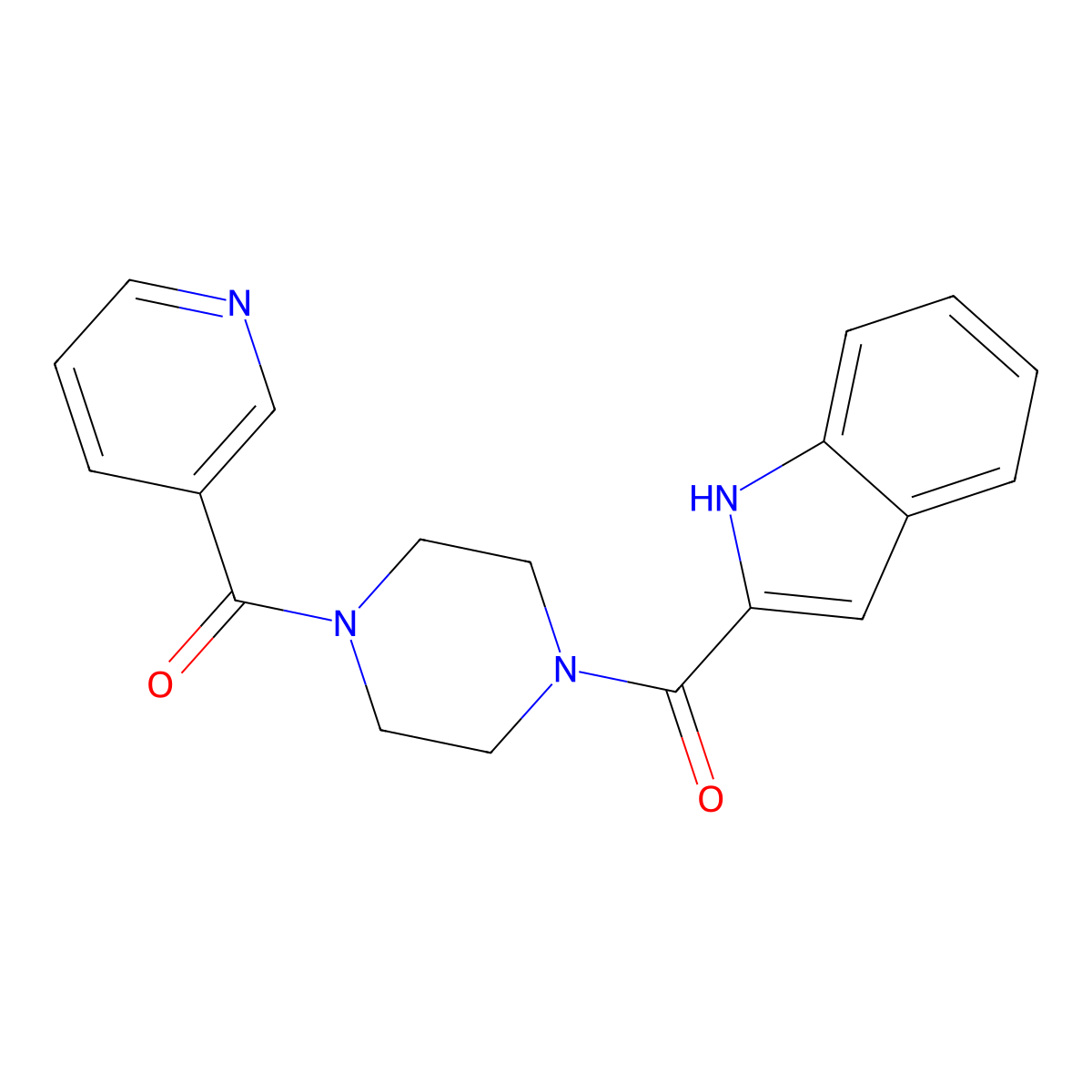 1H-indol-2-yl[4-(pyridin-3-ylcarbonyl)piperazin-1-yl]methanone molecular structure, CAS 1010917-80-2