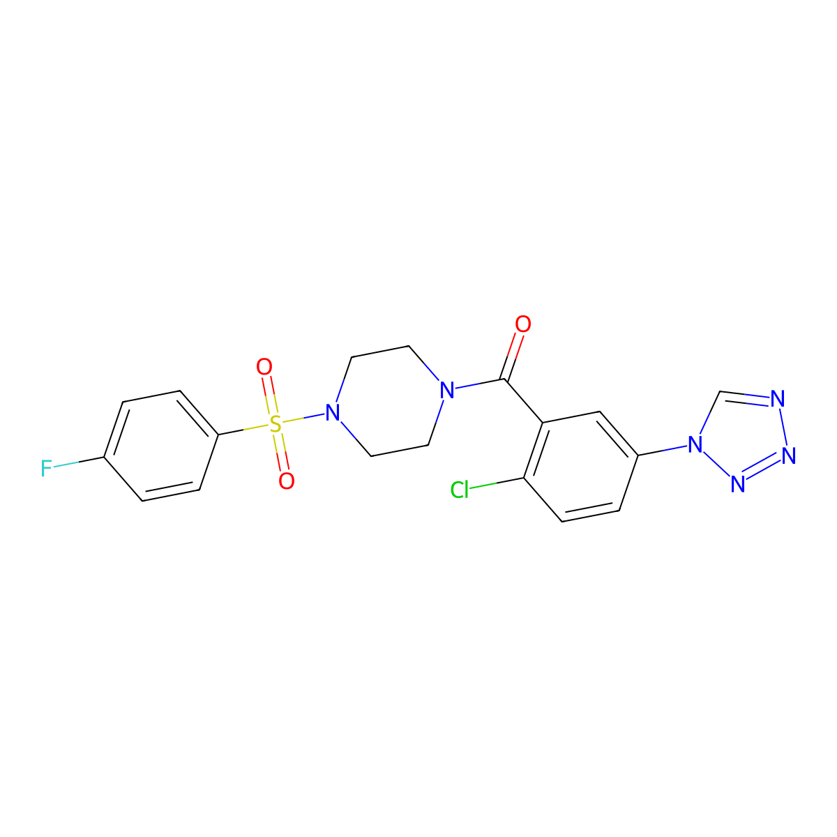 [2-chloro-5-(1H-tetrazol-1-yl)phenyl]{4-[(4-fluorophenyl)sulfonyl]piperazin-1-yl}methanone molecular structure, CAS 1010917-86-8
