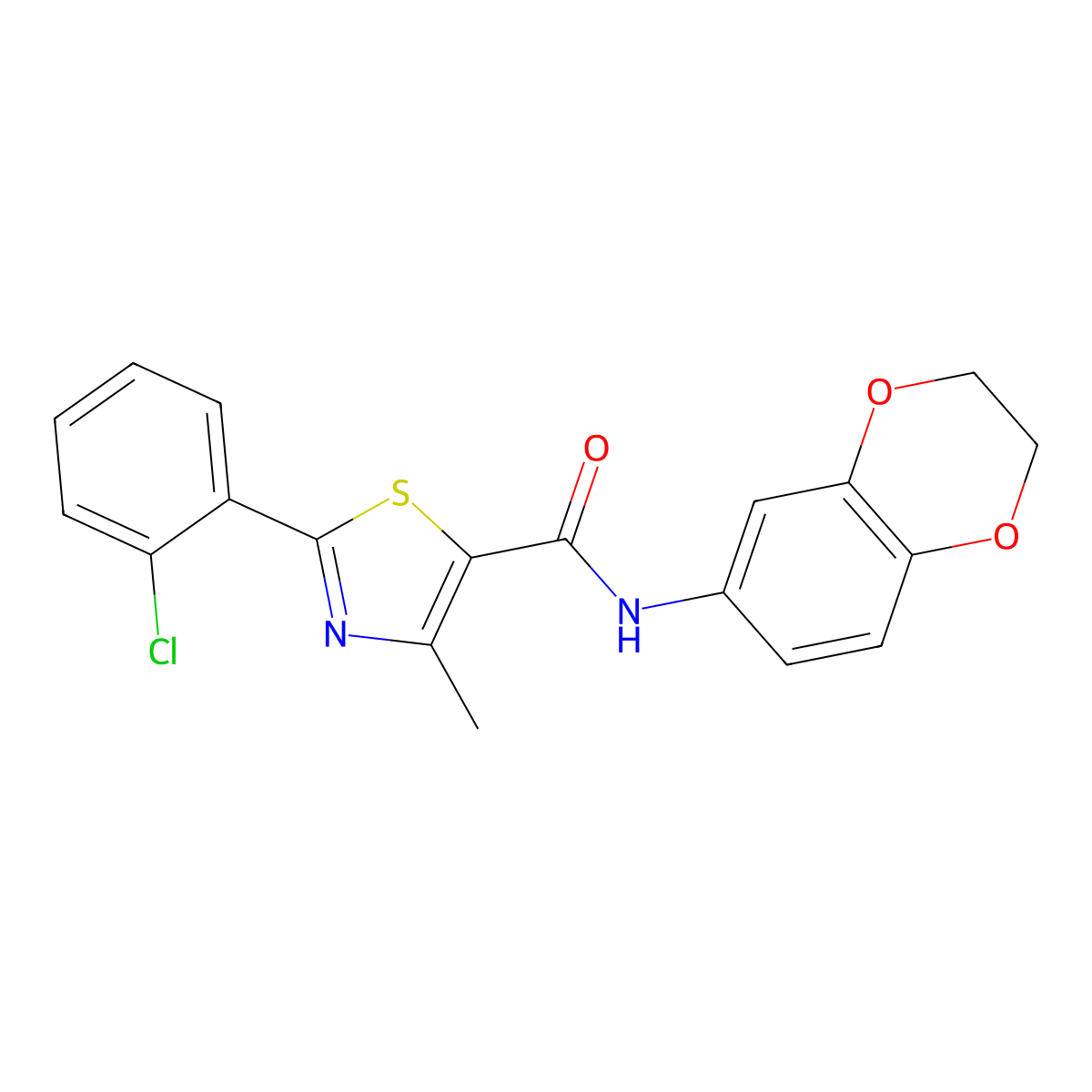 2-(2-chlorophenyl)-N-(2,3-dihydro-1,4-benzodioxin-6-yl)-4-methyl-1,3-thiazole-5-carboxamide molecular structure, CAS 1010918-02-1