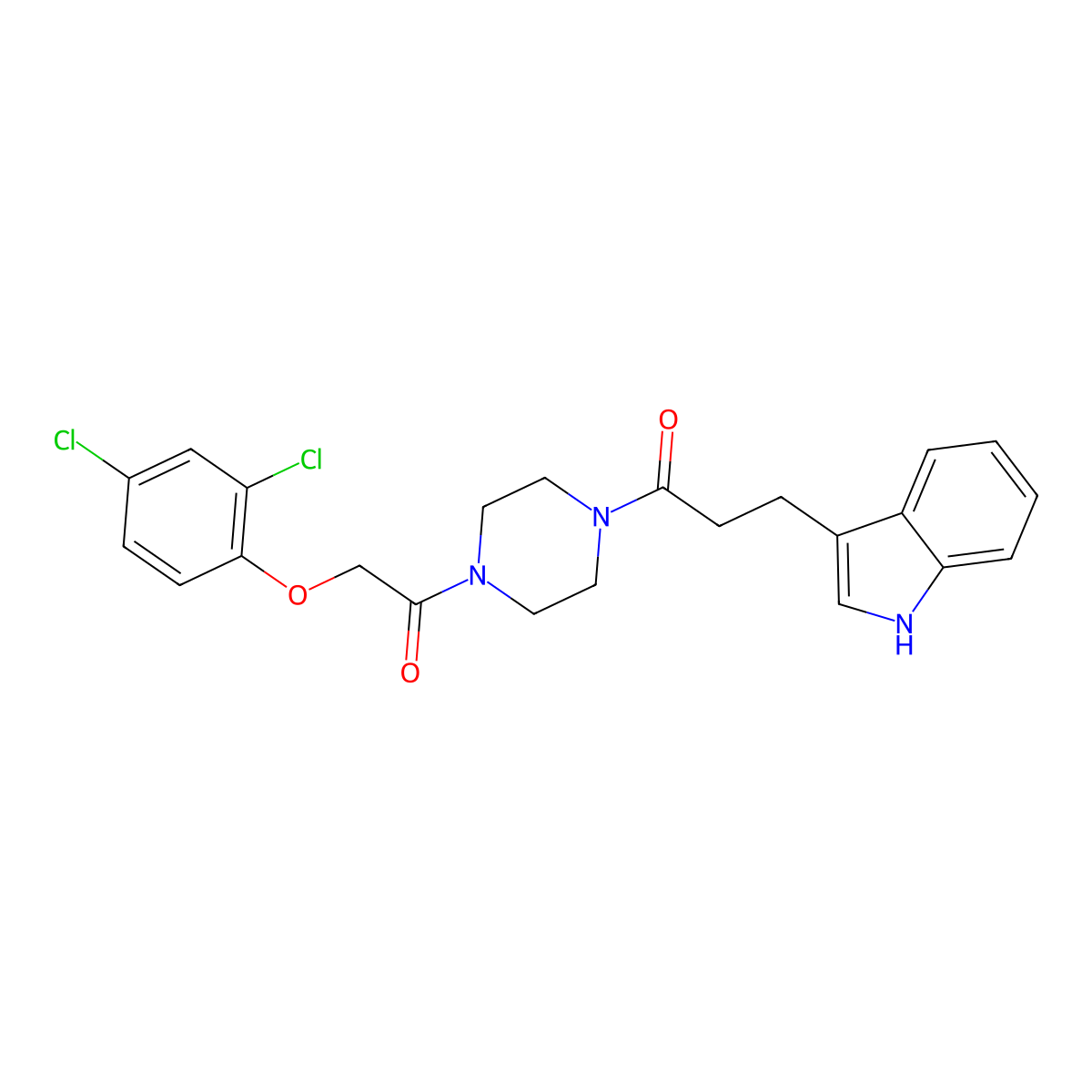 1-{4-[(2,4-dichlorophenoxy)acetyl]piperazin-1-yl}-3-(1H-indol-3-yl)propan-1-one molecular structure, CAS 1010918-04-3