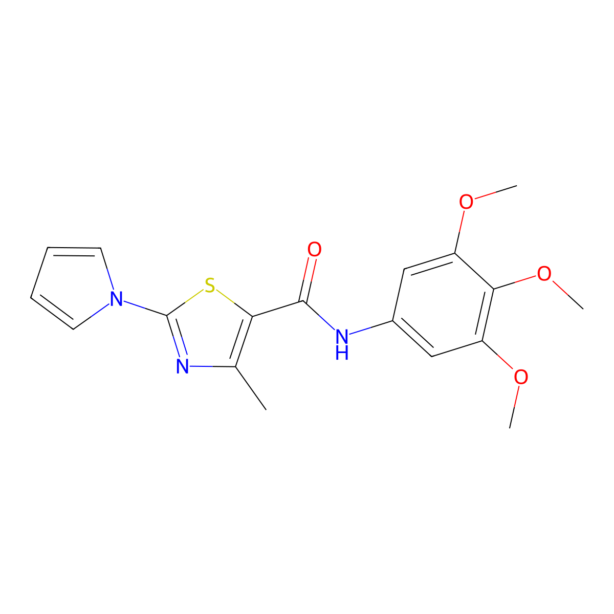 4-methyl-2-(1H-pyrrol-1-yl)-N-(3,4,5-trimethoxyphenyl)-1,3-thiazole-5-carboxamide molecular structure, CAS 1010918-07-6
