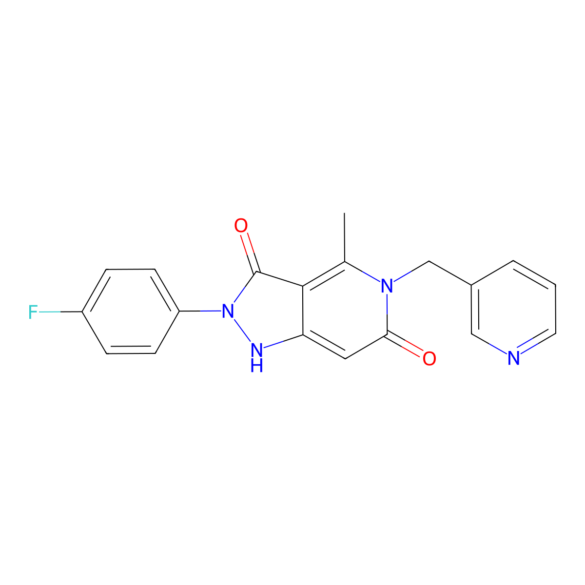 2-(4-fluorophenyl)-4-methyl-5-(pyridin-3-ylmethyl)-1H-pyrazolo[4,3-c]pyridine-3,6(2H,5H)-dione molecular structure, CAS 1010918-21-4