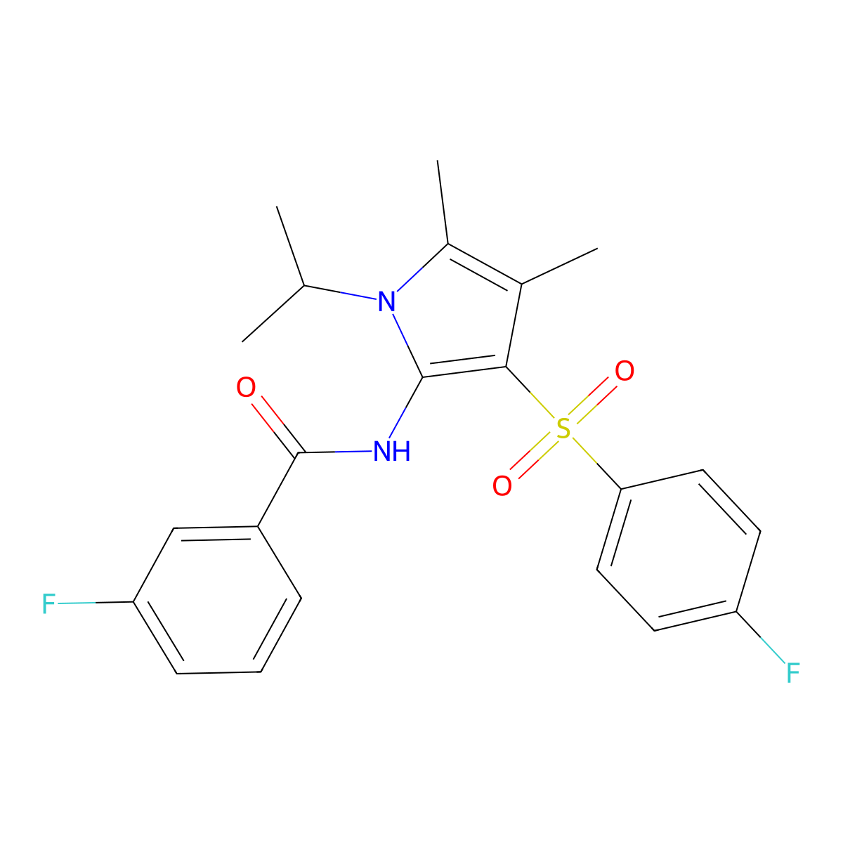 3-fluoro-N-{3-[(4-fluorophenyl)sulfonyl]-4,5-dimethyl-1-(propan-2-yl)-1H-pyrrol-2-yl}benzamide molecular structure, CAS 1010918-41-8
