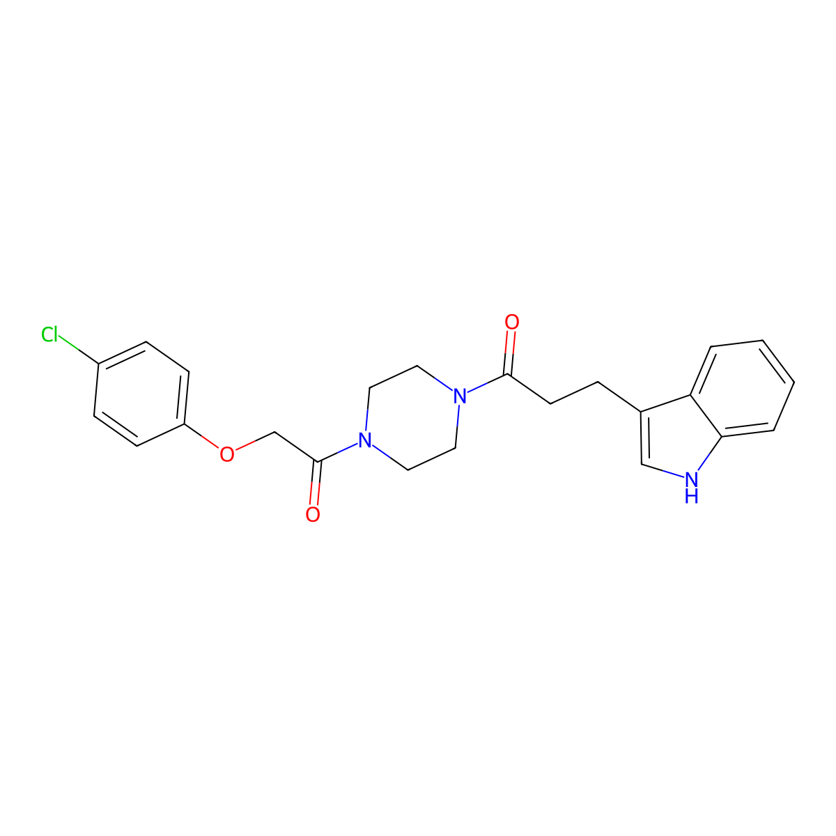 1-{4-[(4-chlorophenoxy)acetyl]piperazin-1-yl}-3-(1H-indol-3-yl)propan-1-one molecular structure, CAS 1010918-45-2