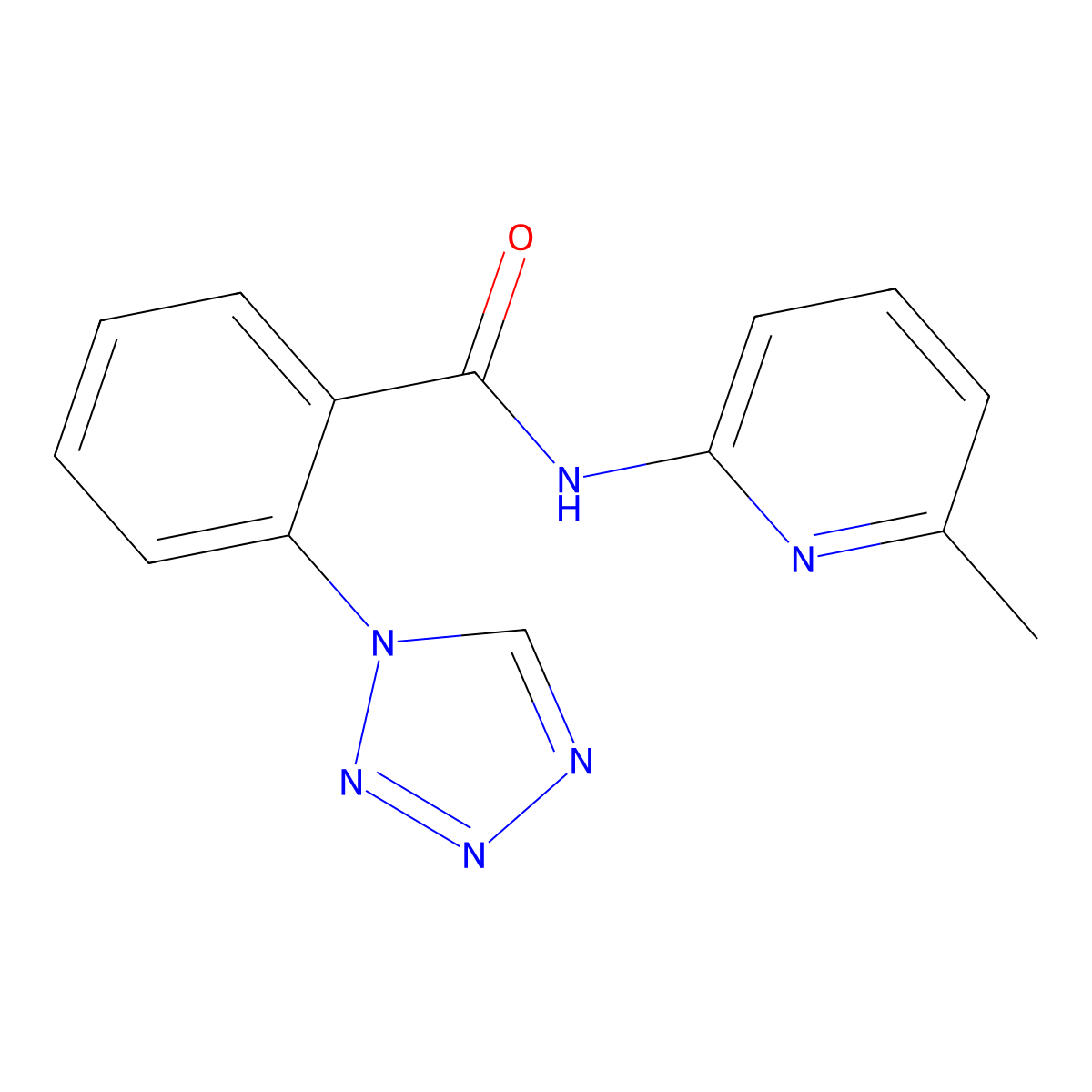N-(6-methylpyridin-2-yl)-2-(1H-tetrazol-1-yl)benzamide molecular structure, CAS 1010918-55-4